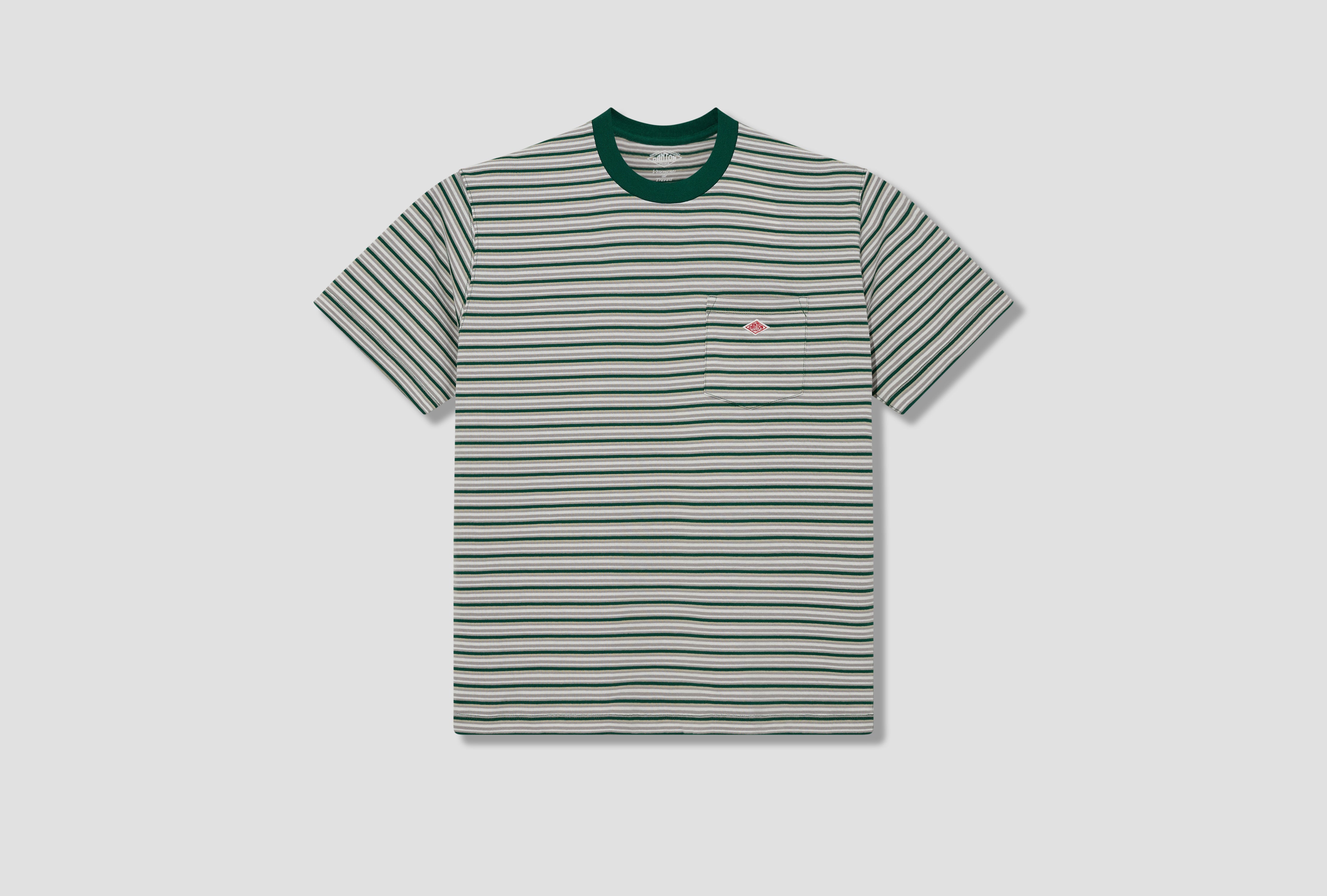 POCKET T-SHIRT STRIPE - T/C OPEN END JERSEY #DT-C0198 TCB Green