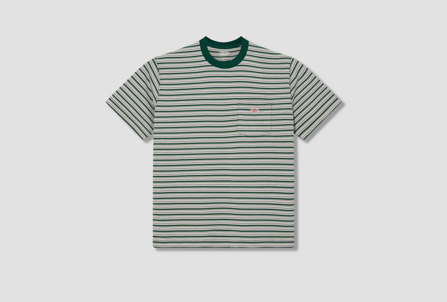 POCKET T-SHIRT STRIPE - T/C OPEN END JERSEY #DT-C0198 TCB Green