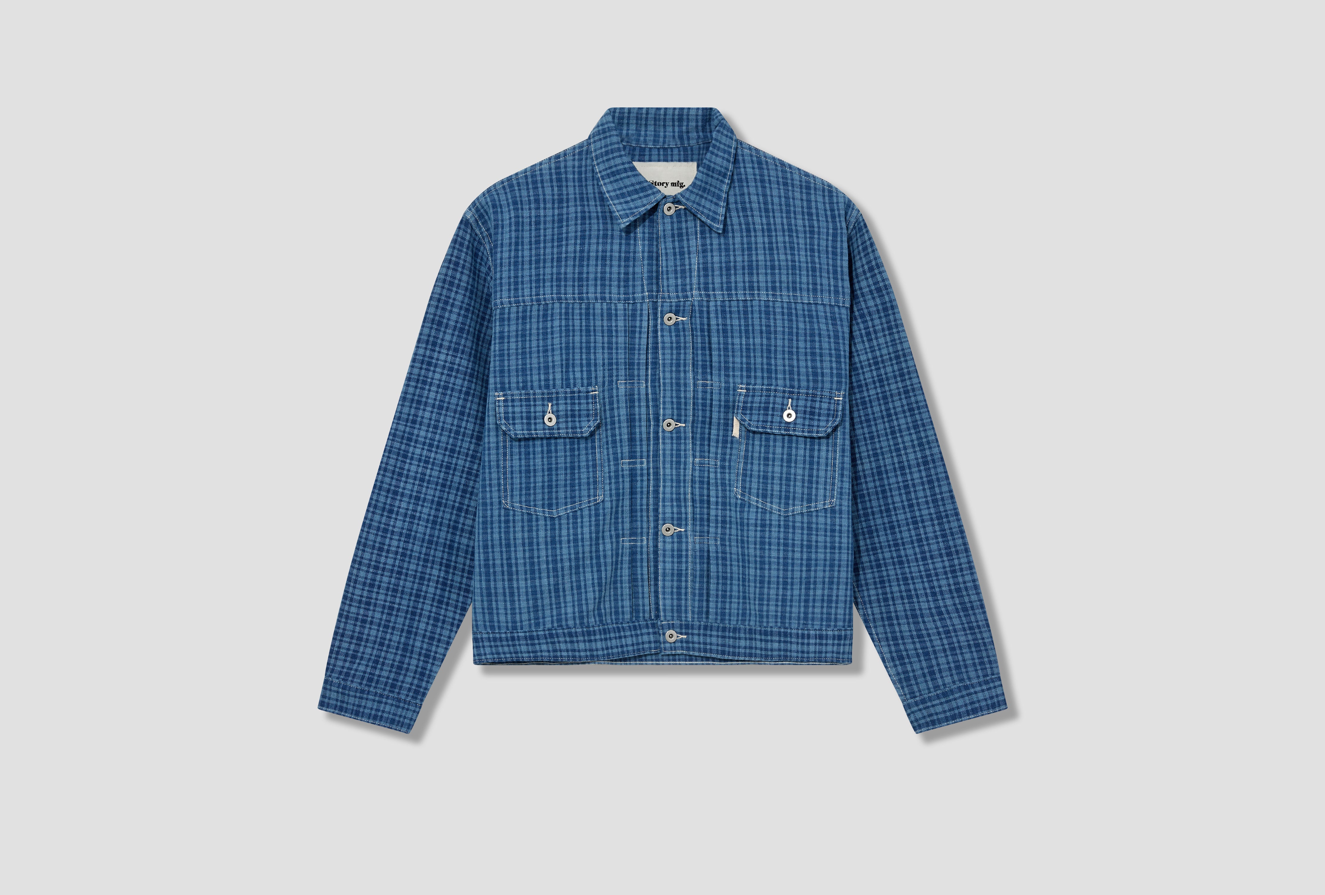 LEMAIRE BOXY TRUCKER JACKET - ACID SNOW HEAVY DENIM OW1076