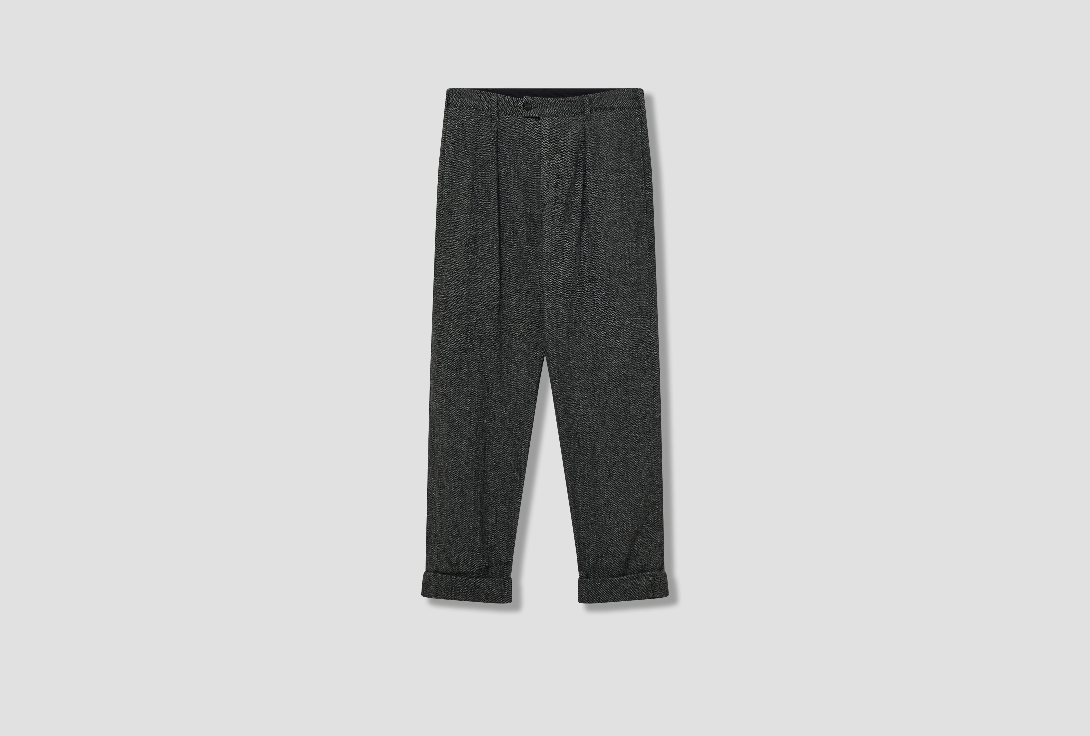 CARLYLE PANT - GREY POLY WOOL HERRINGBONE IP002 / 24F1F012