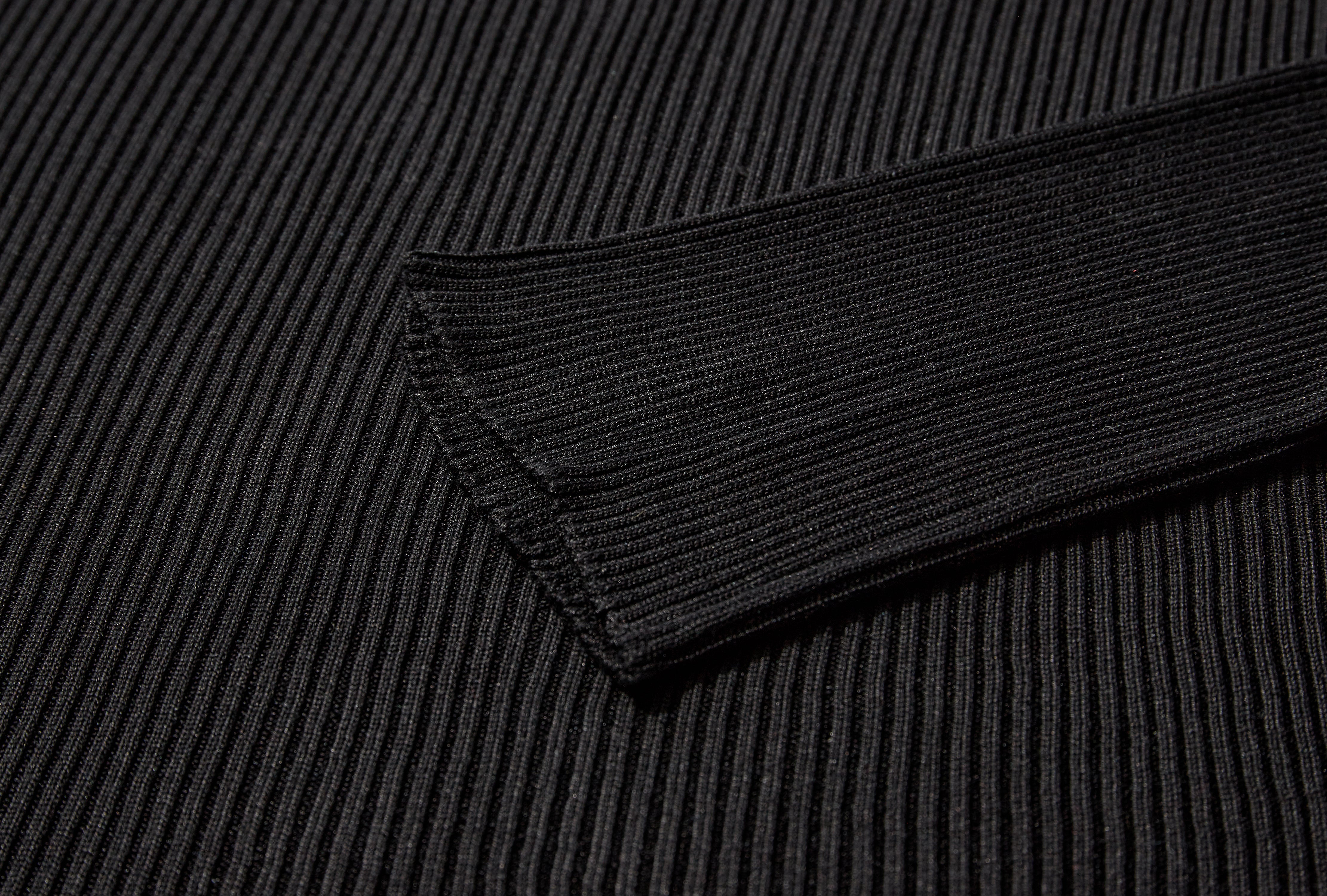 ROUNDNECK - WHOLEGARMENT / BLACK KNIT KNW47 WHG