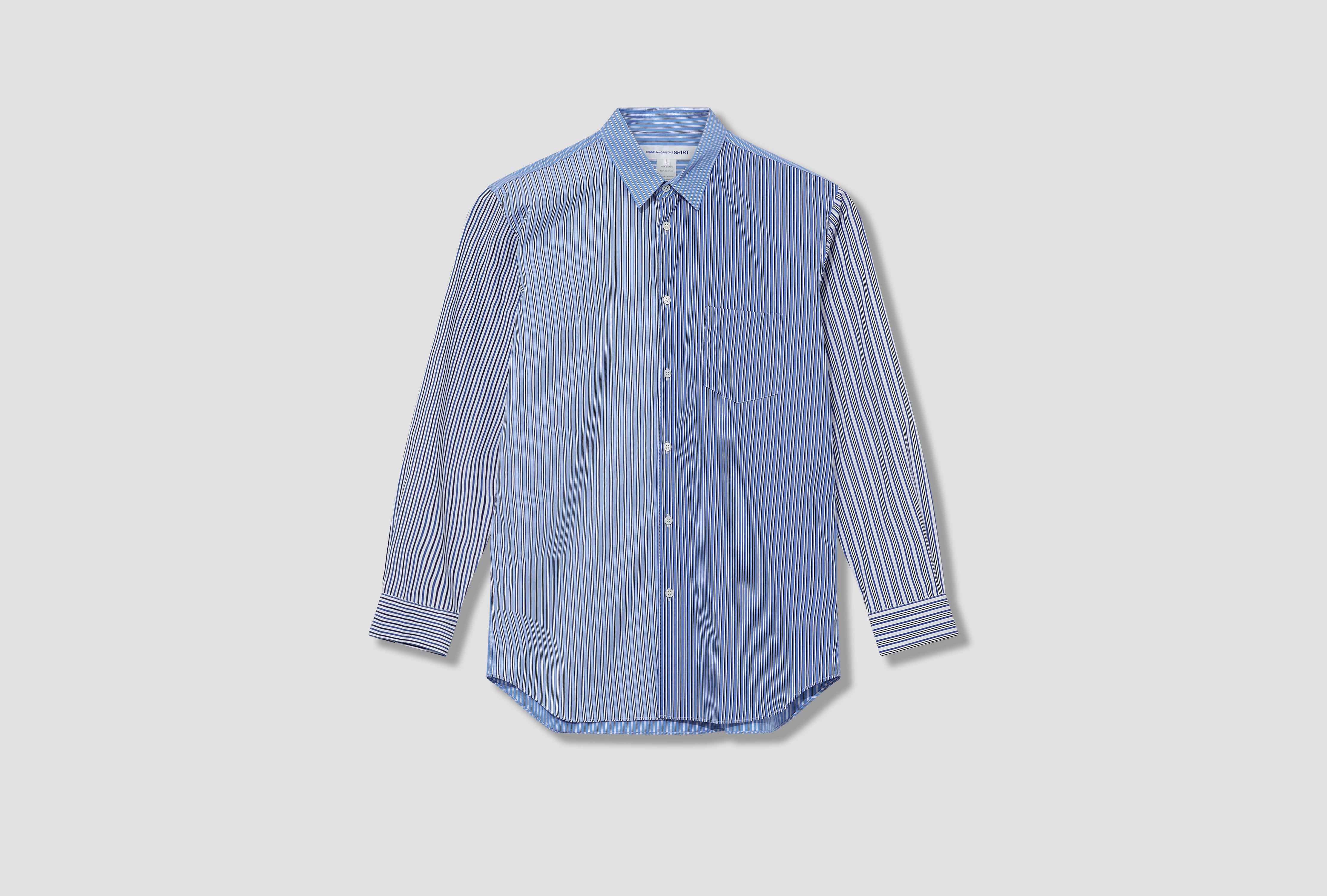 FOREVER - NARROW CLASSIC A - YARN DYED COTTON STRIPE POPLIN / STRIPE/MIX 2 FZ-B107-PER Blue