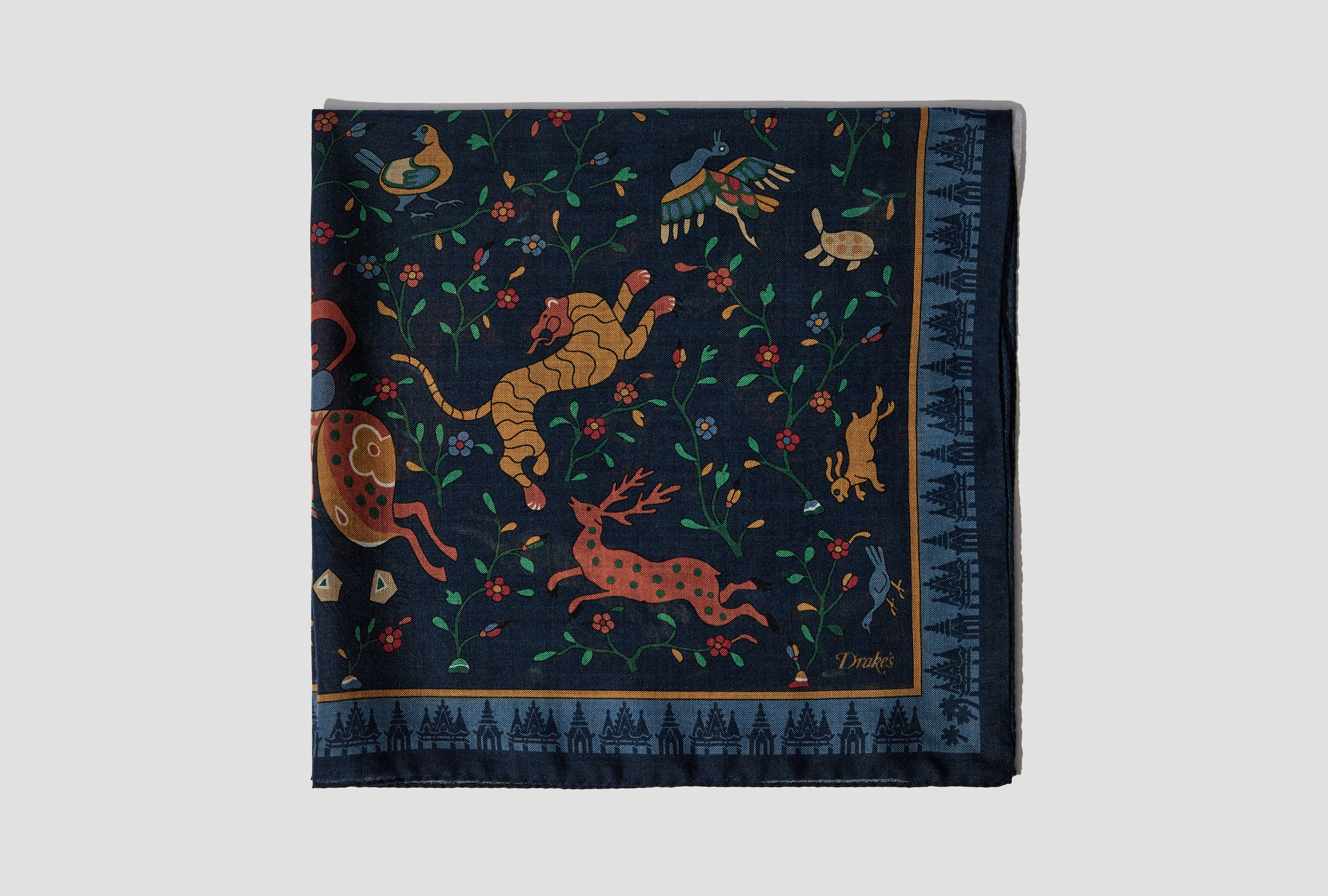 MYTHOLOGICAL CREATURES WOOL-SILK BANDANA DR1AD0 24693-01 Navy