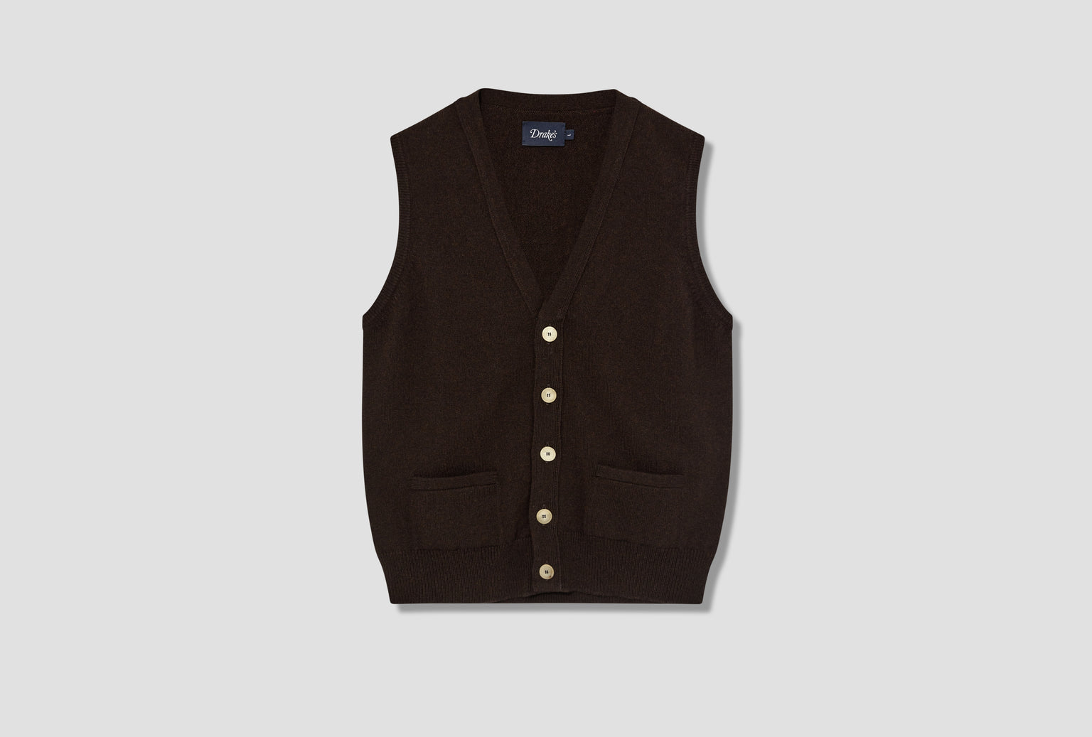 LAMBSWOOL VEST CARDIGAN DR2A3D 22688-05 Dark brown