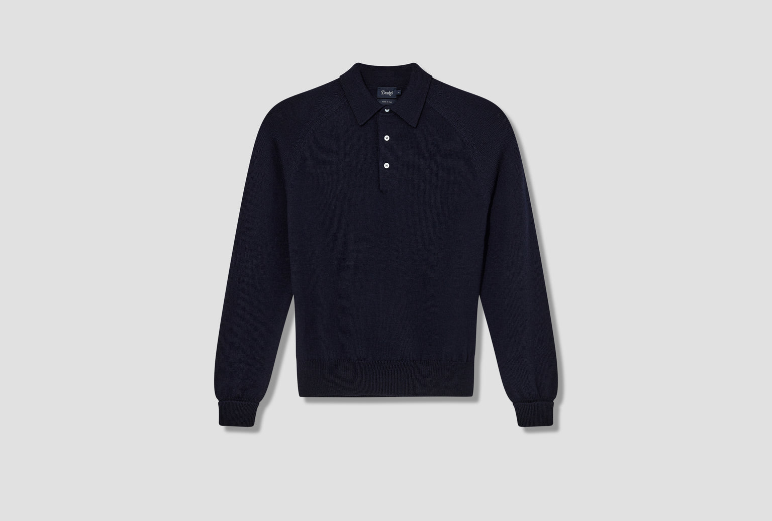 LONG SLEEVE MERINO WOOL KNITTED POLO DR2A3H 21507-04 Navy