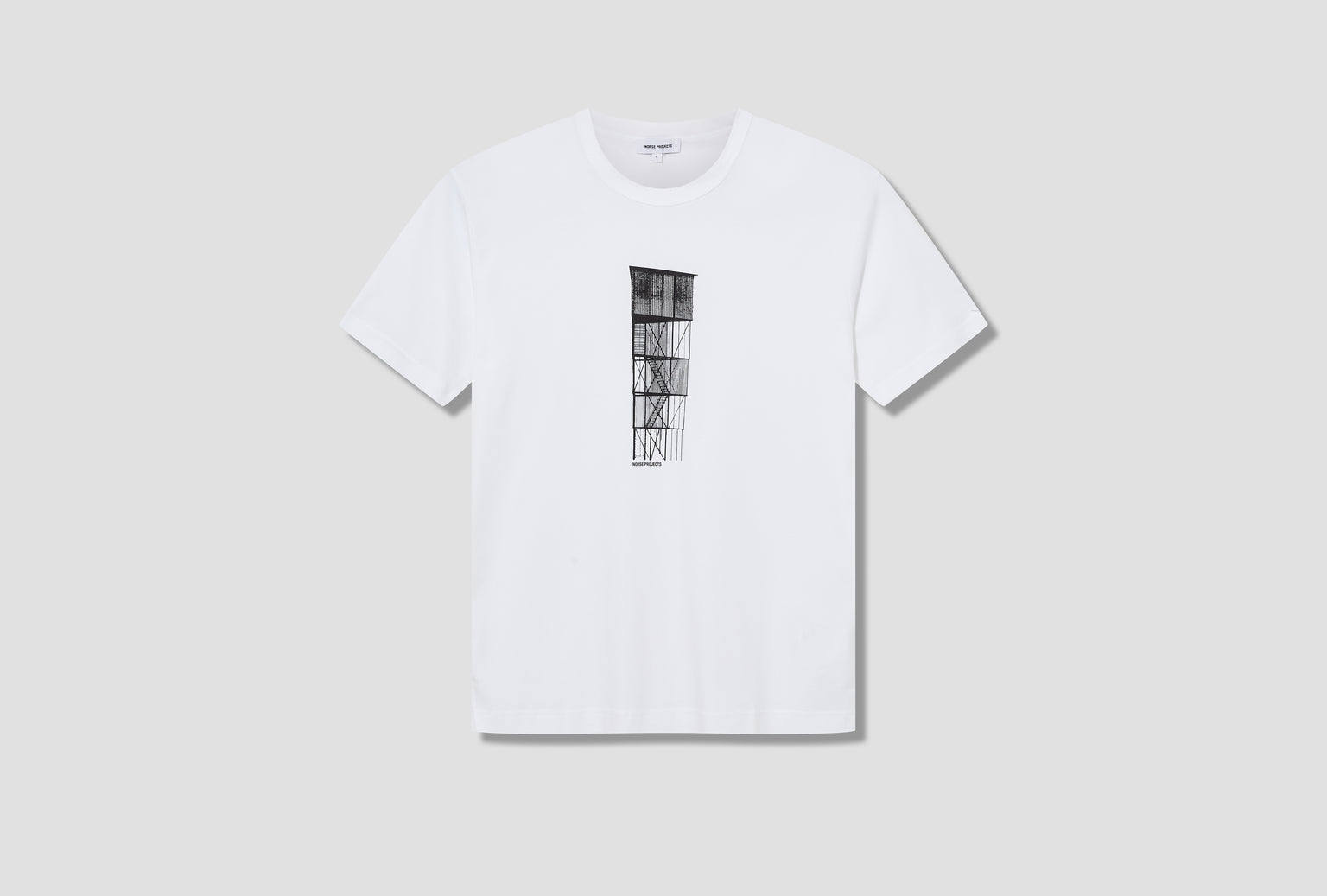 HOLGER ORGANIC INTERLOCK TOWER PRINT T-SHIRT N01-0673 White