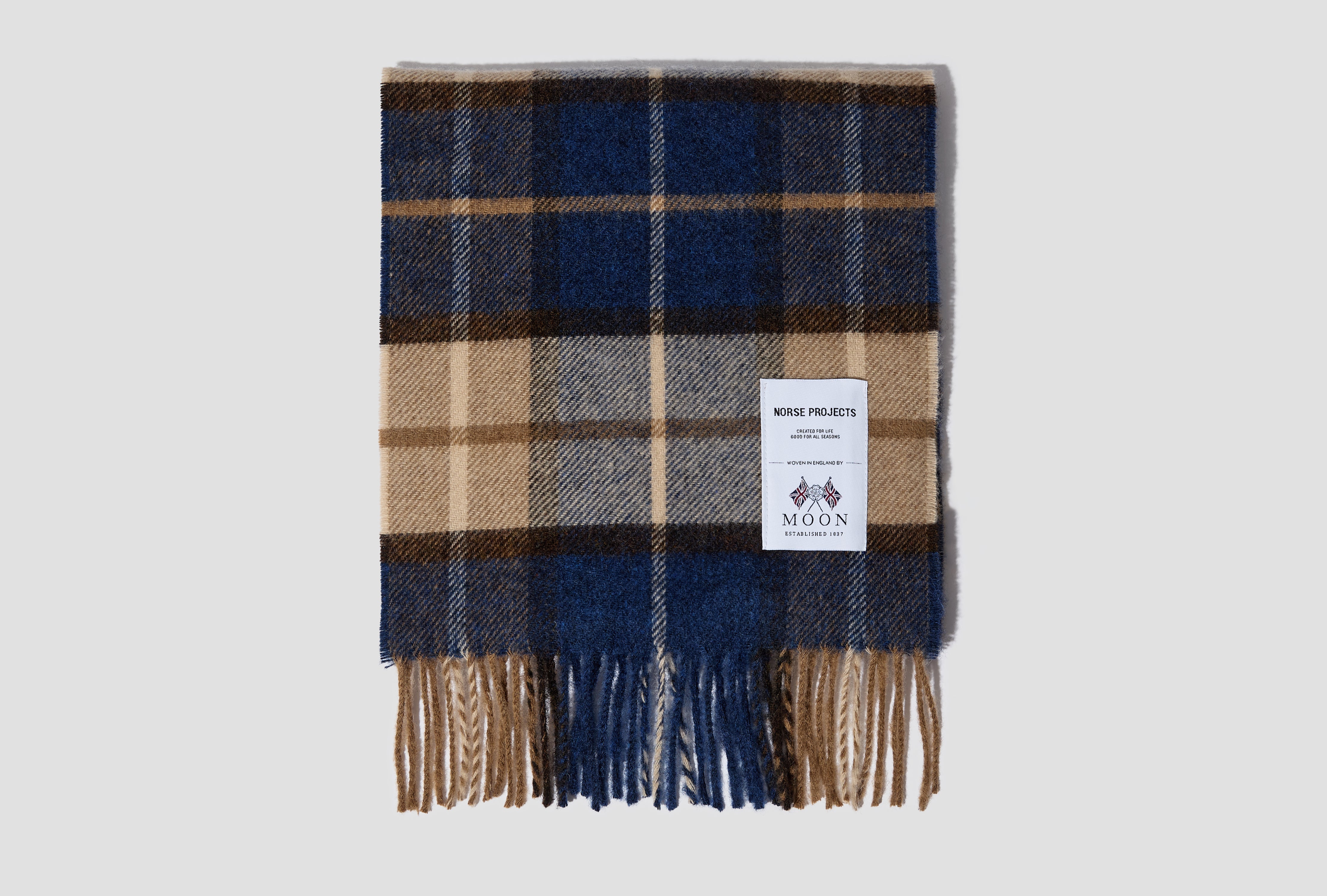 NORSE MOON MERINO LAMBSWOOL CHECKED SCARF N83-0022 Blue