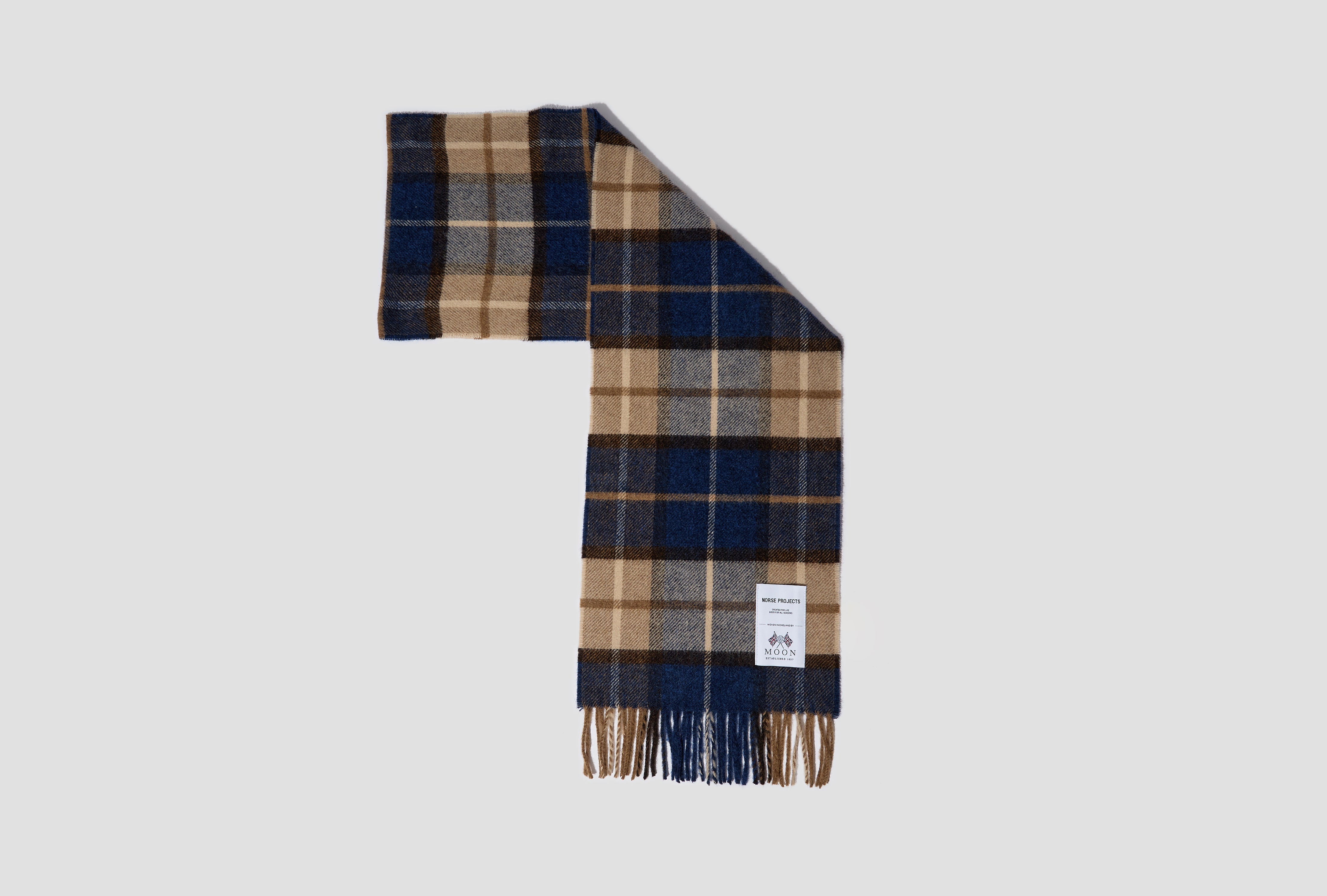 NORSE MOON MERINO LAMBSWOOL CHECKED SCARF N83-0022 Blue