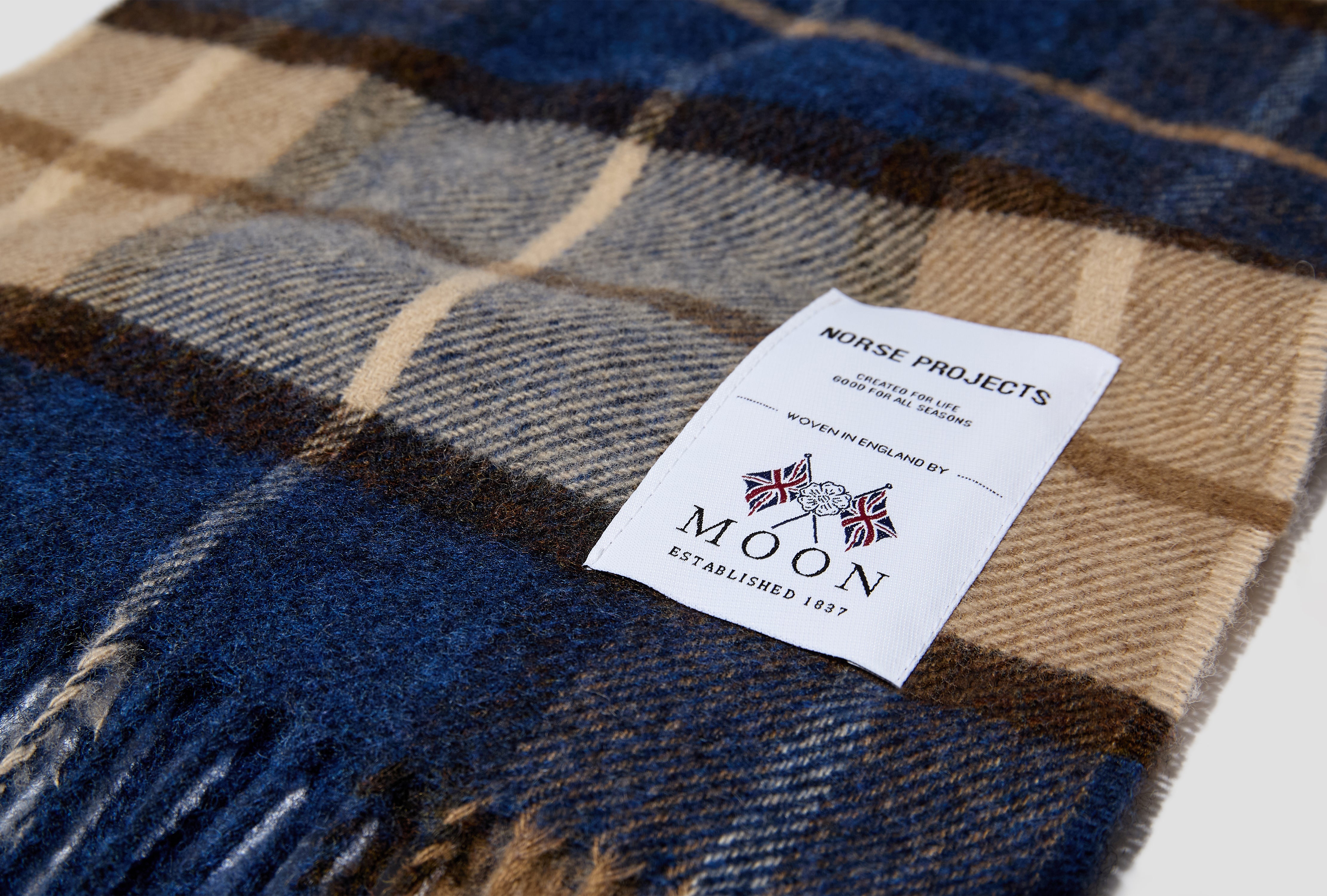 NORSE MOON MERINO LAMBSWOOL CHECKED SCARF N83-0022 Blue