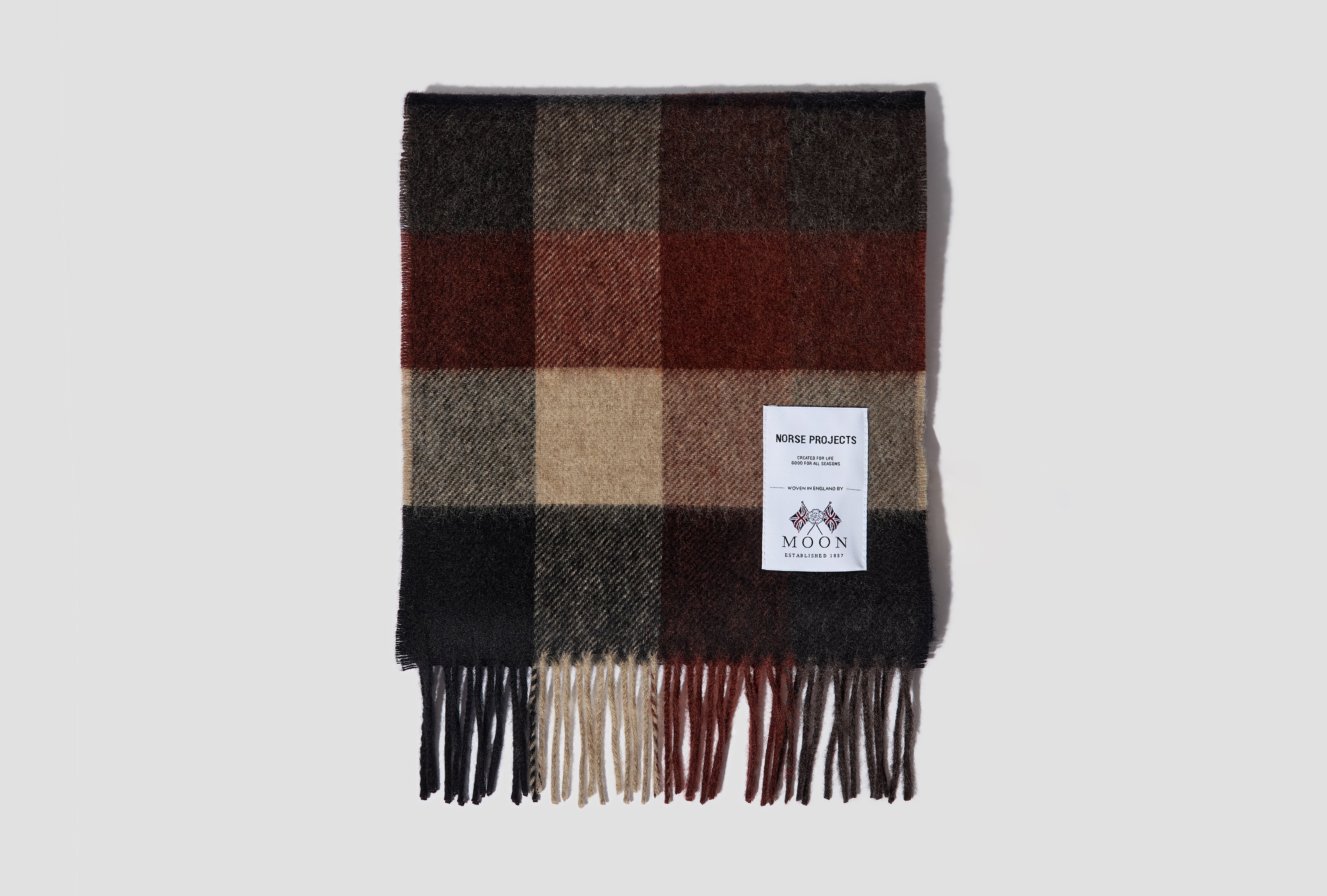 NORSE MOON MERINO LAMBSWOOL CHECKED SCARF N83-0022 Dark brown