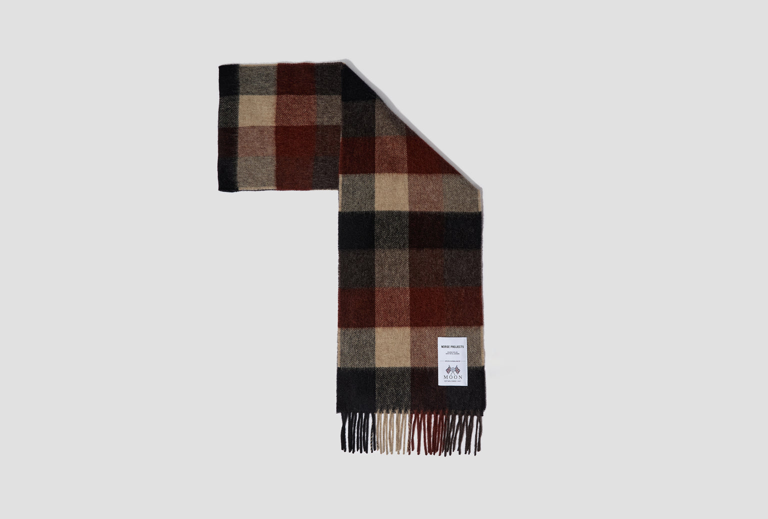 NORSE MOON MERINO LAMBSWOOL CHECKED SCARF N83-0022 Dark brown