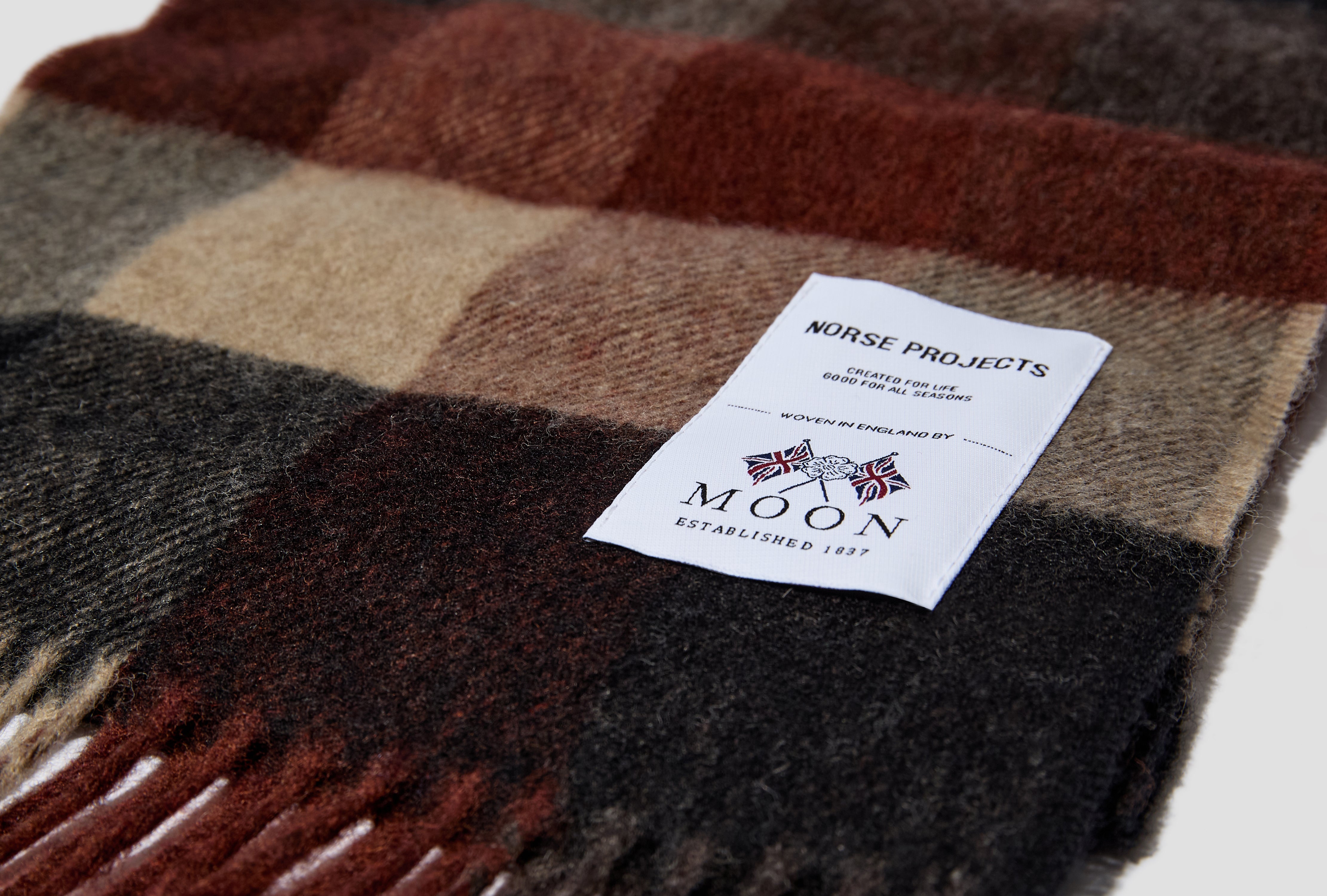 NORSE MOON MERINO LAMBSWOOL CHECKED SCARF N83-0022 Dark brown
