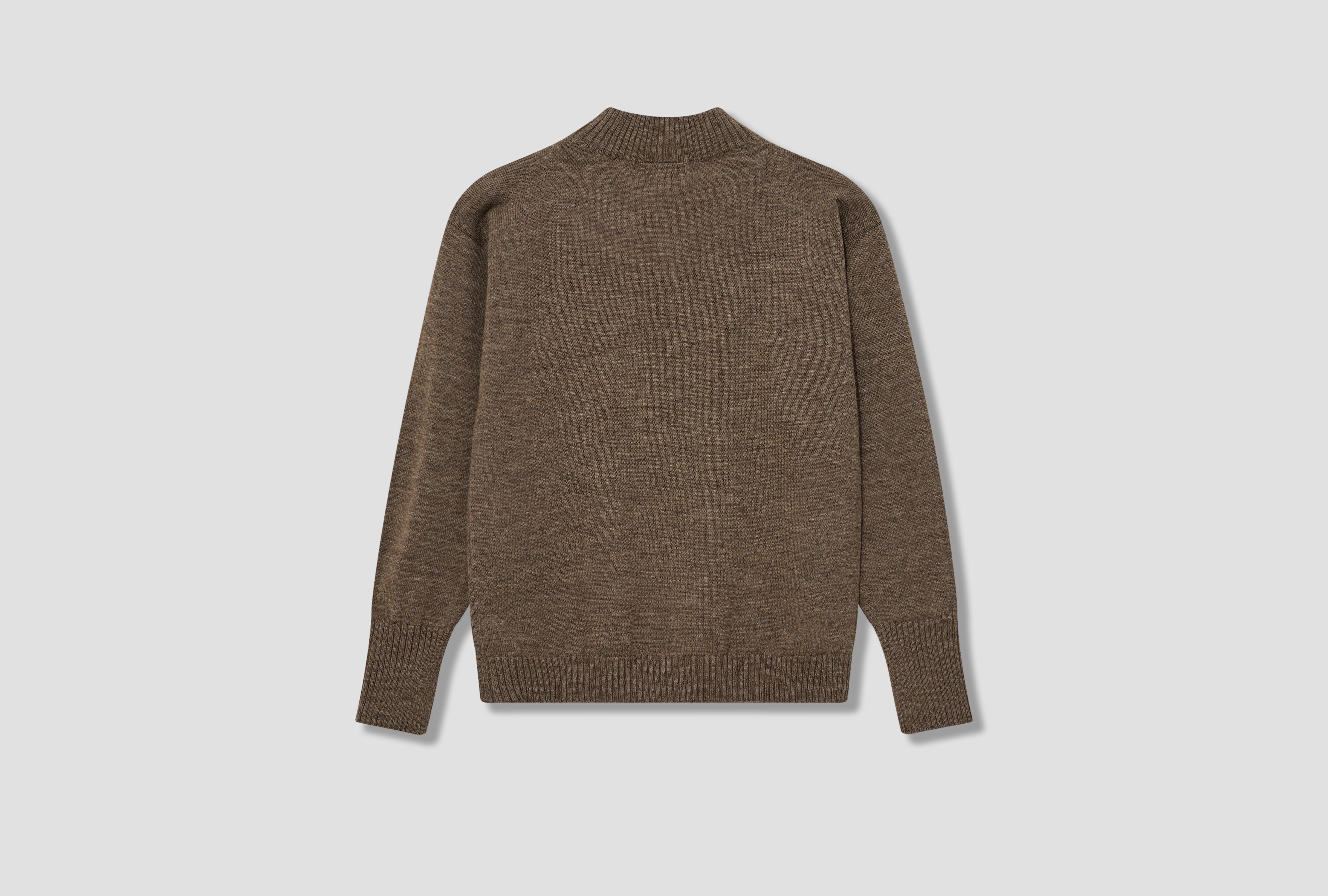 SEAMAN HALF-ZIP - G7 / UNDYED YARN Light brown