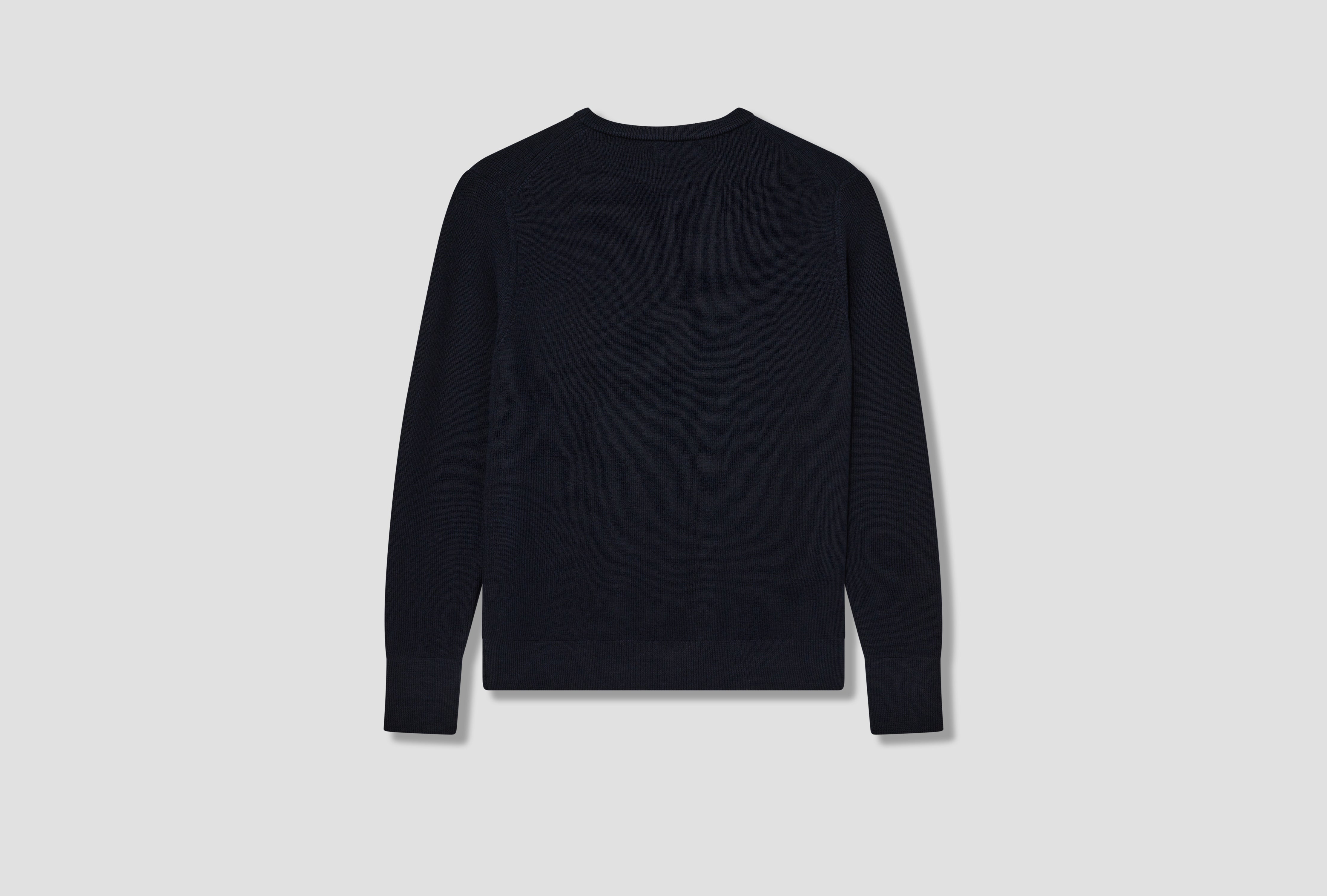 MWCC01 MEN'S PULLOVER - RIBBED STRUCTURE MERINO WOOL / CLASSIC FIT Navy