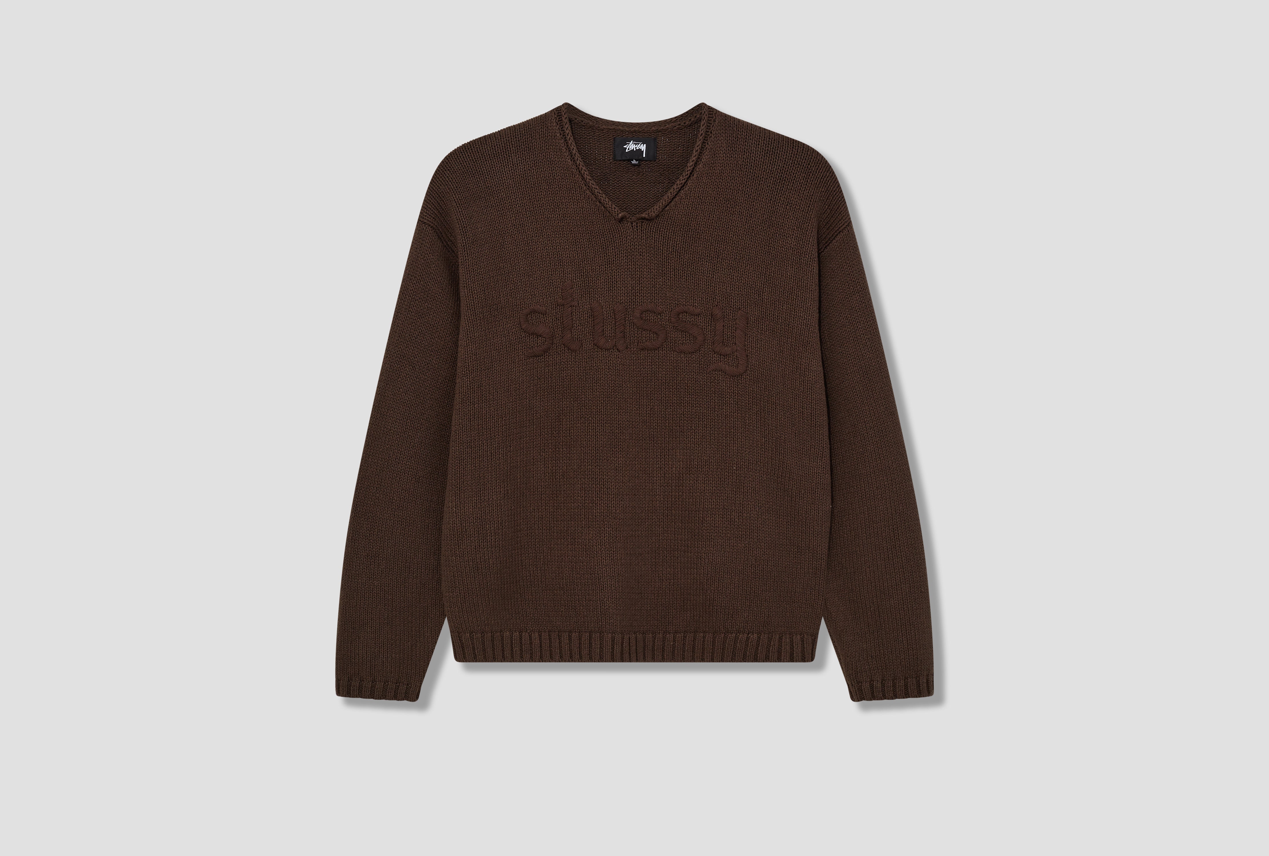 ROLL V-NECK LOGO SWEATER 117246 Brown