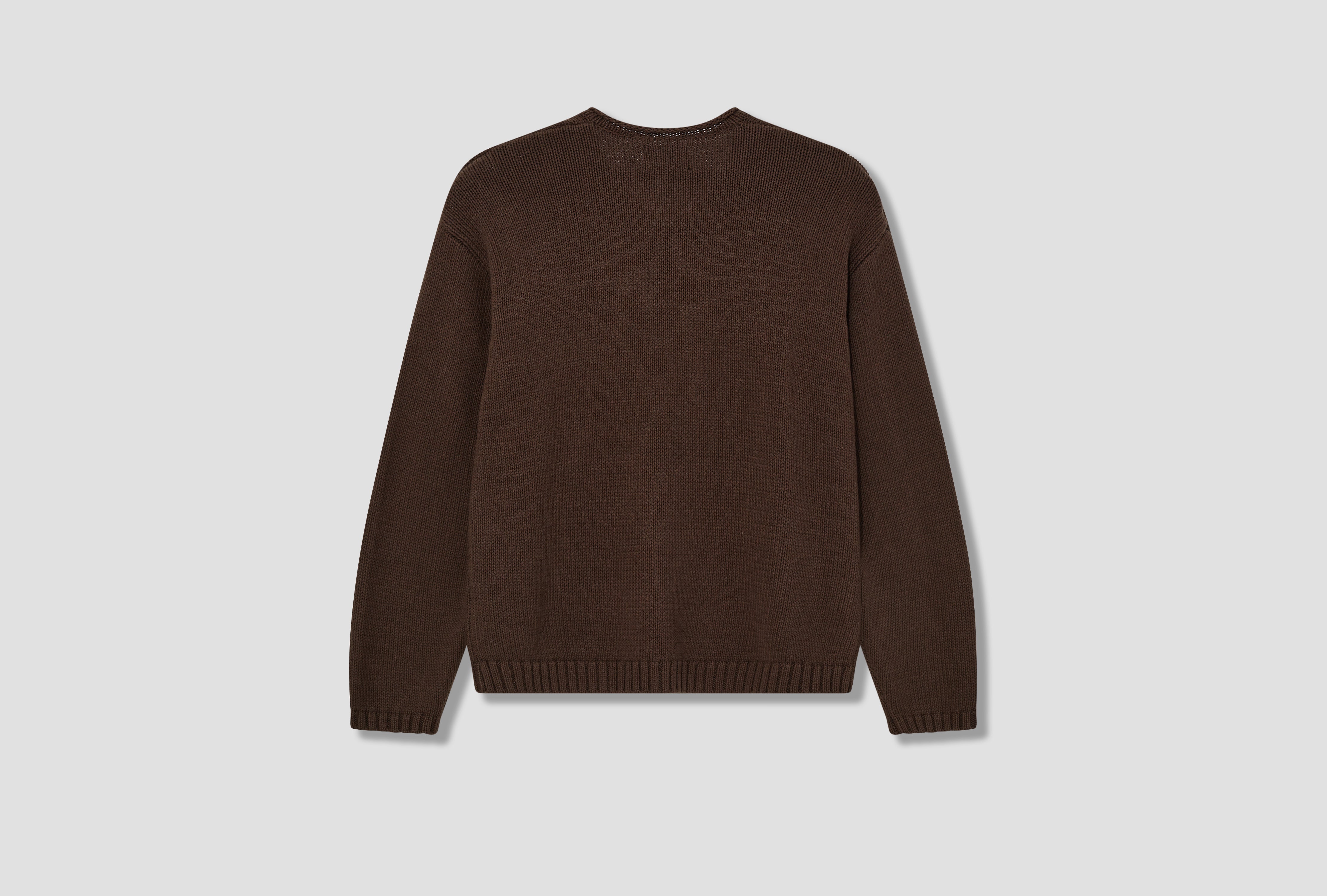 ROLL V-NECK LOGO SWEATER 117246 Brown