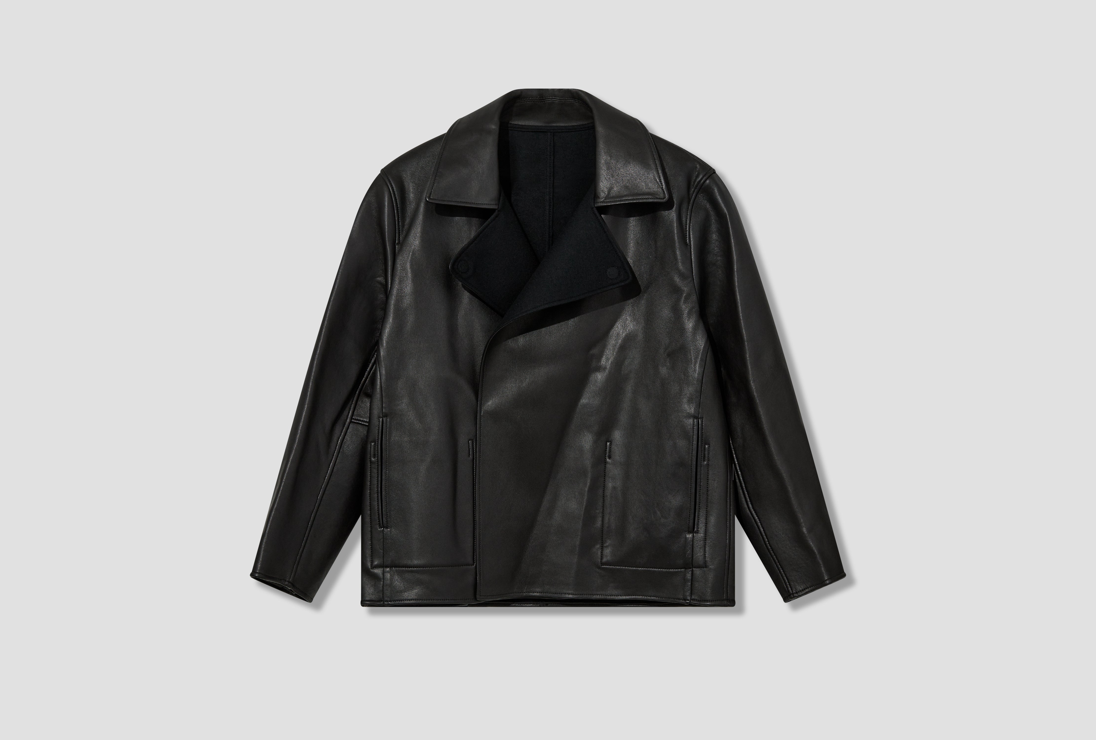 BONDED LEATHER SHORT JACKET ST.923 Black