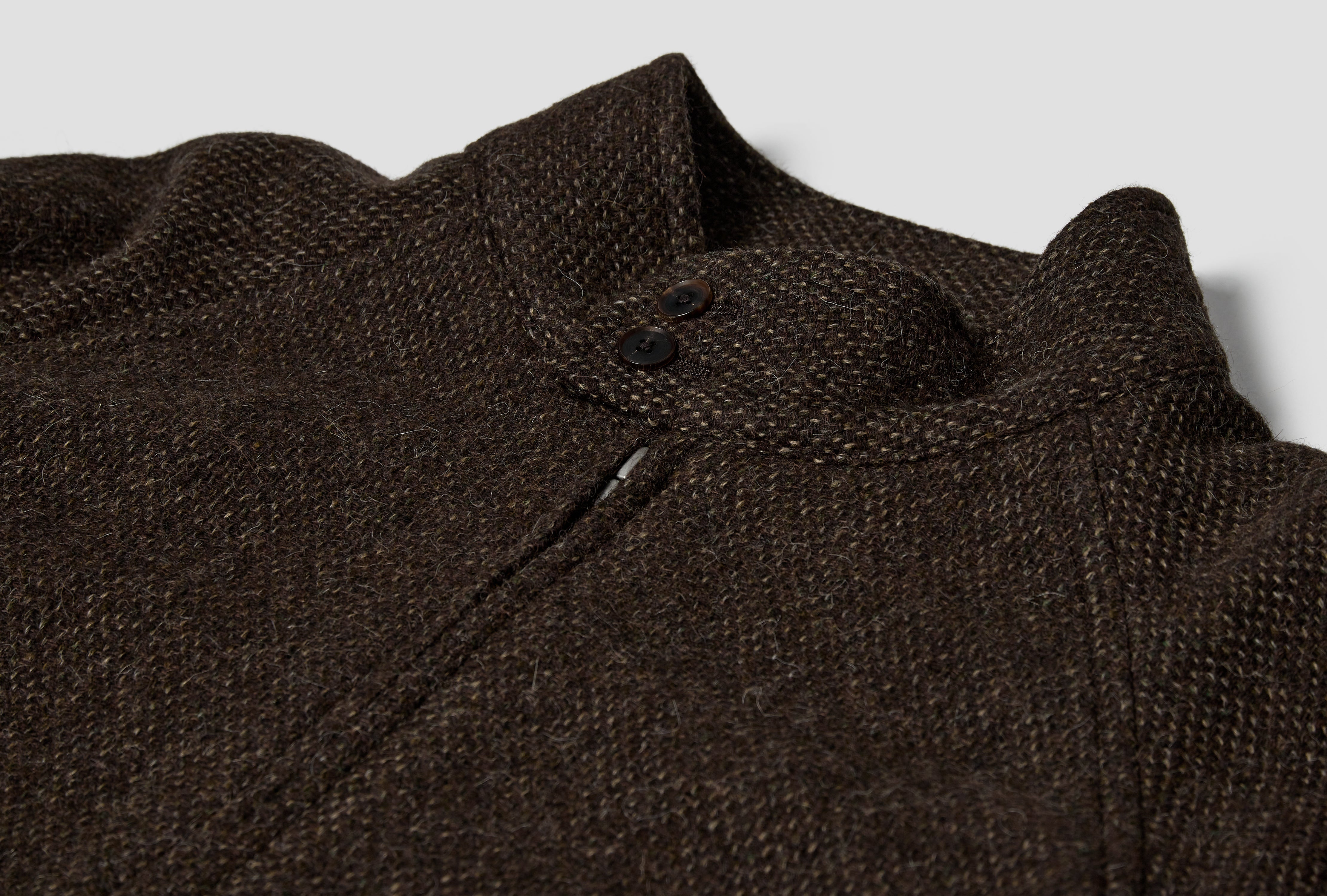 LAMA SHETLAND WOOL TWEED ZIP BLOUSON A24AB03LS Brown