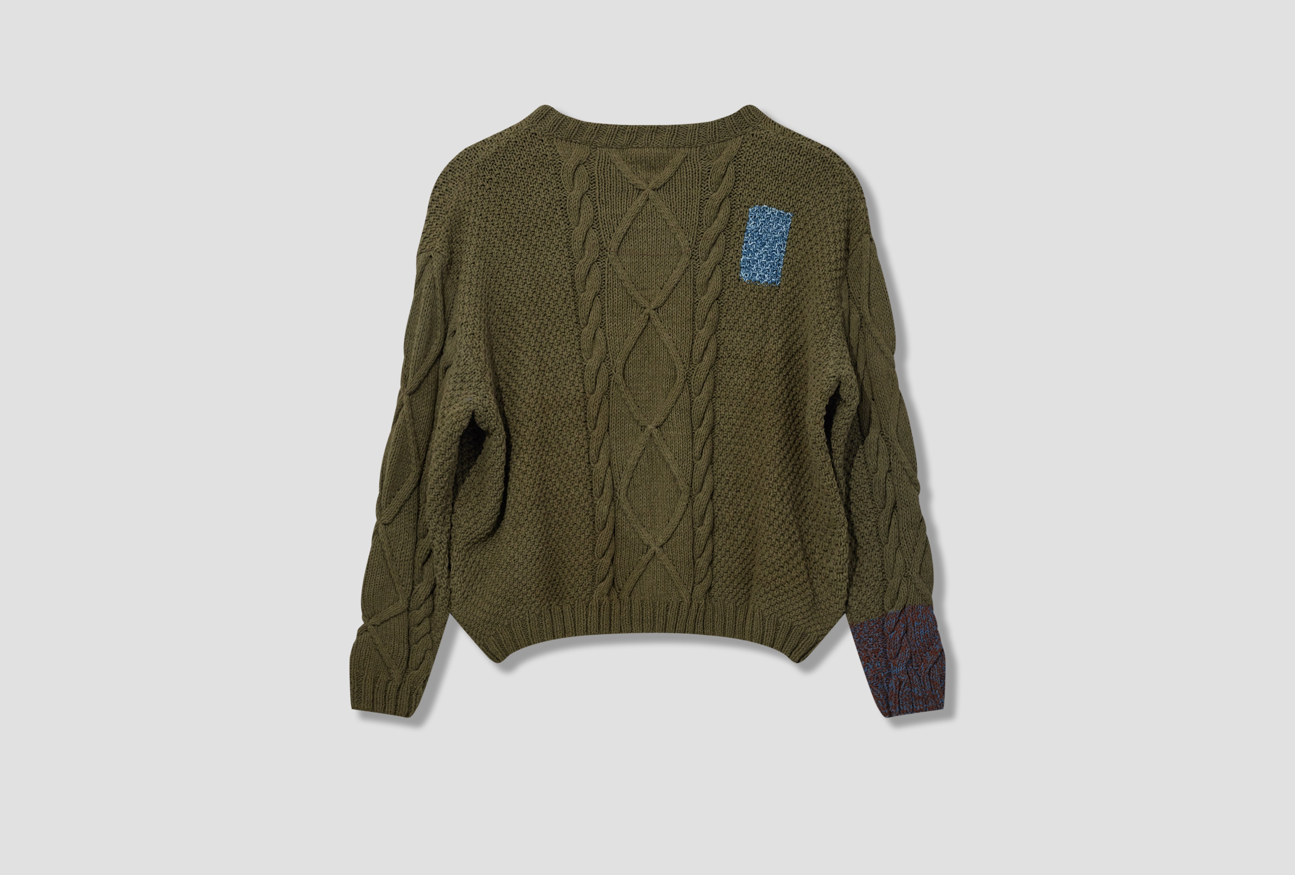 CABLE JUMPER - OLIVE DARN-KNIT SAW24JUMCJMHANODK