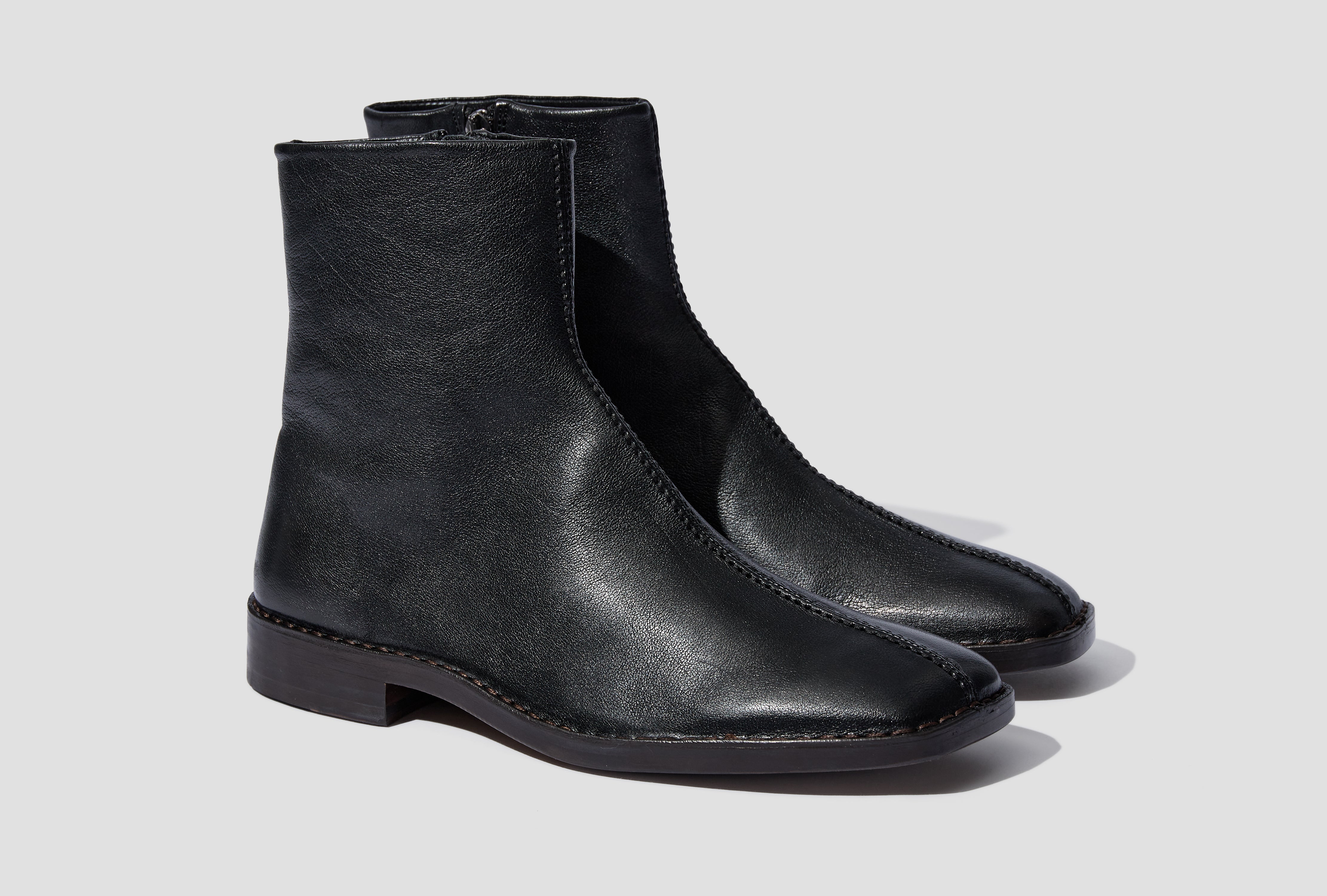 PIPED ZIPPED BOOTS - SOFT LEATHER FO0155 LL0043 Black