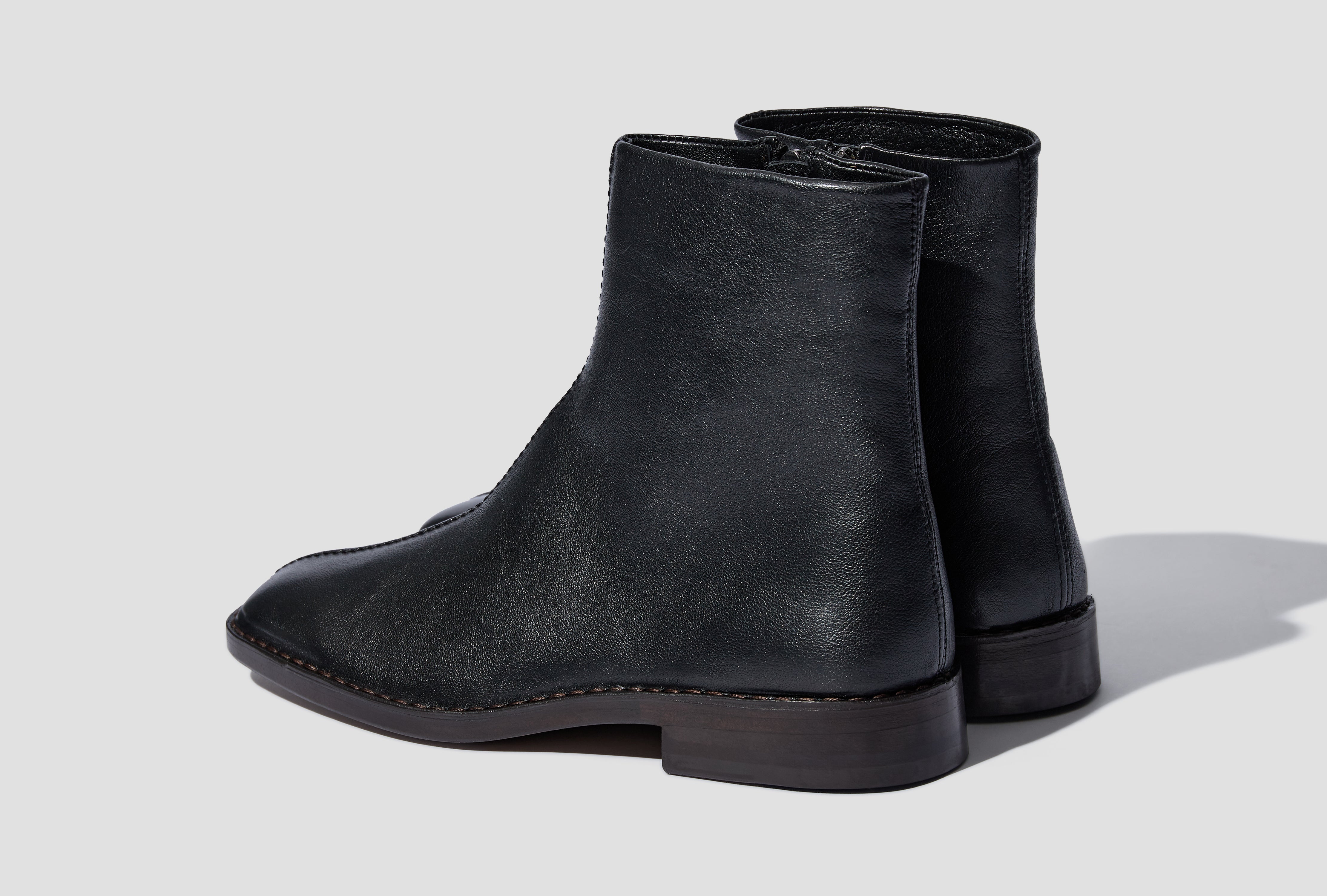 PIPED ZIPPED BOOTS - SOFT LEATHER FO0155 LL0043 Black