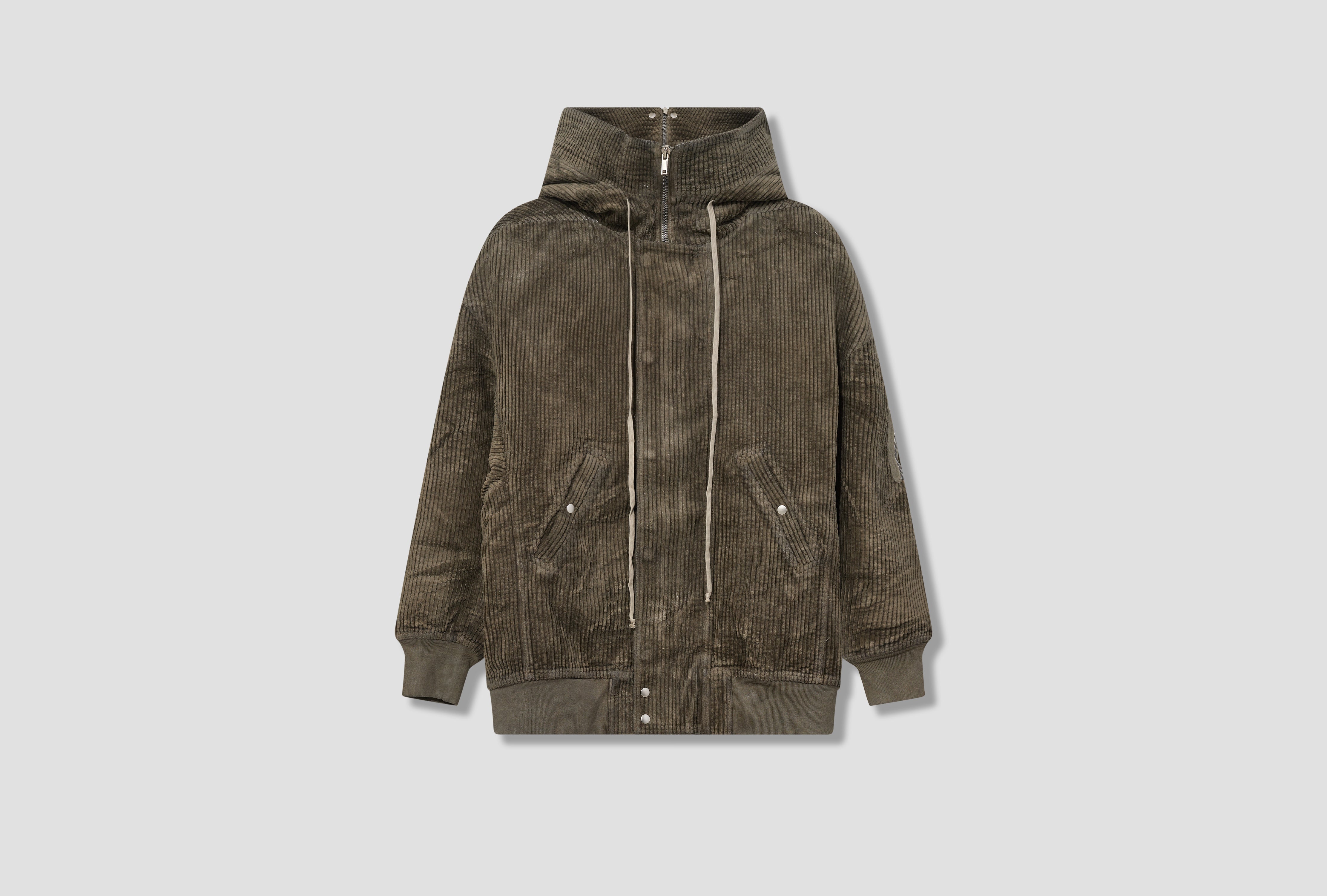 HOODED LONG BOMBER - FOIL JUMBO CORDUROY / DUST DU02D2765 HCF