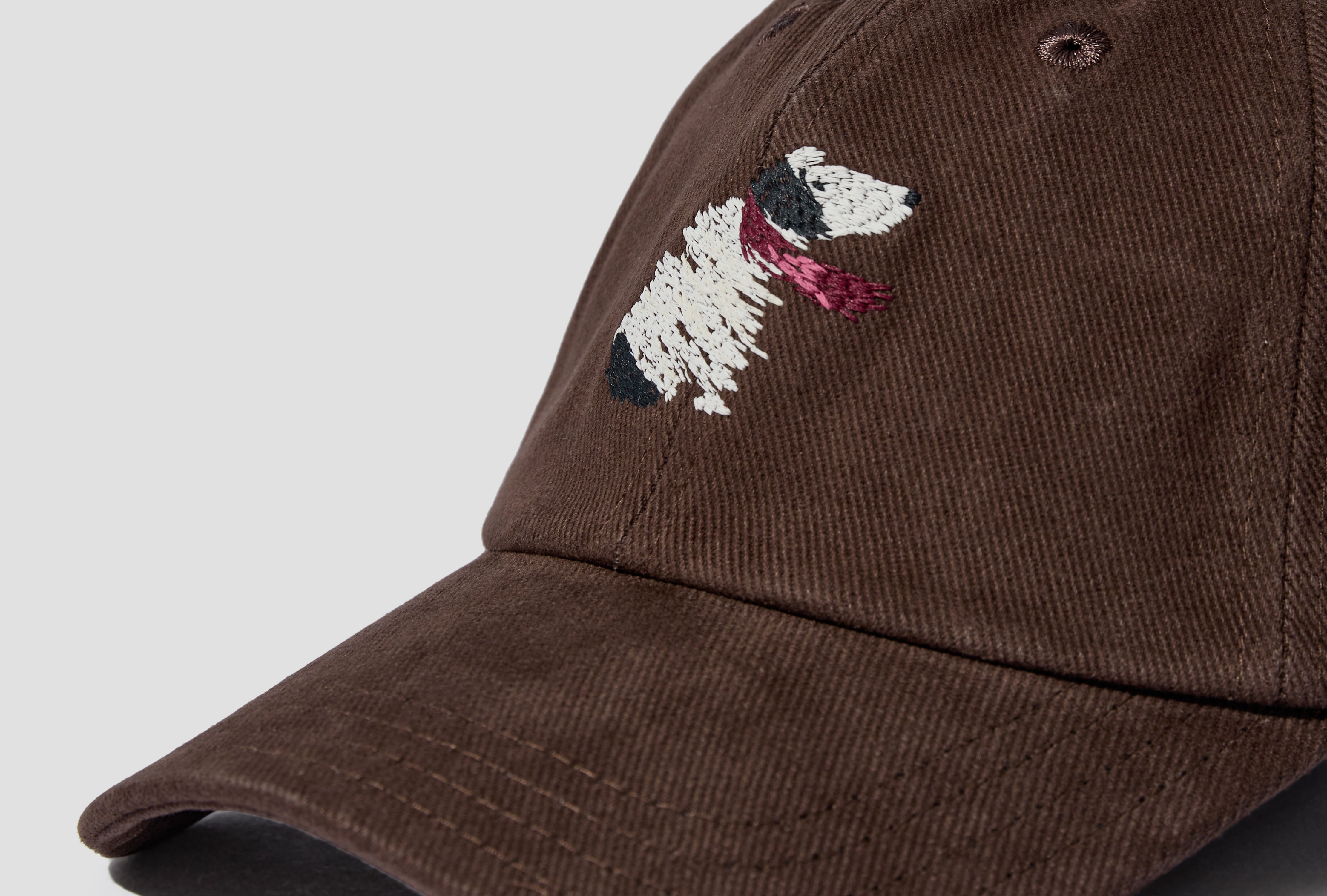 EMBROIDERED DOG HEAVY TWILL BASEBALL HAT DR1AG2 24603-01 Brown