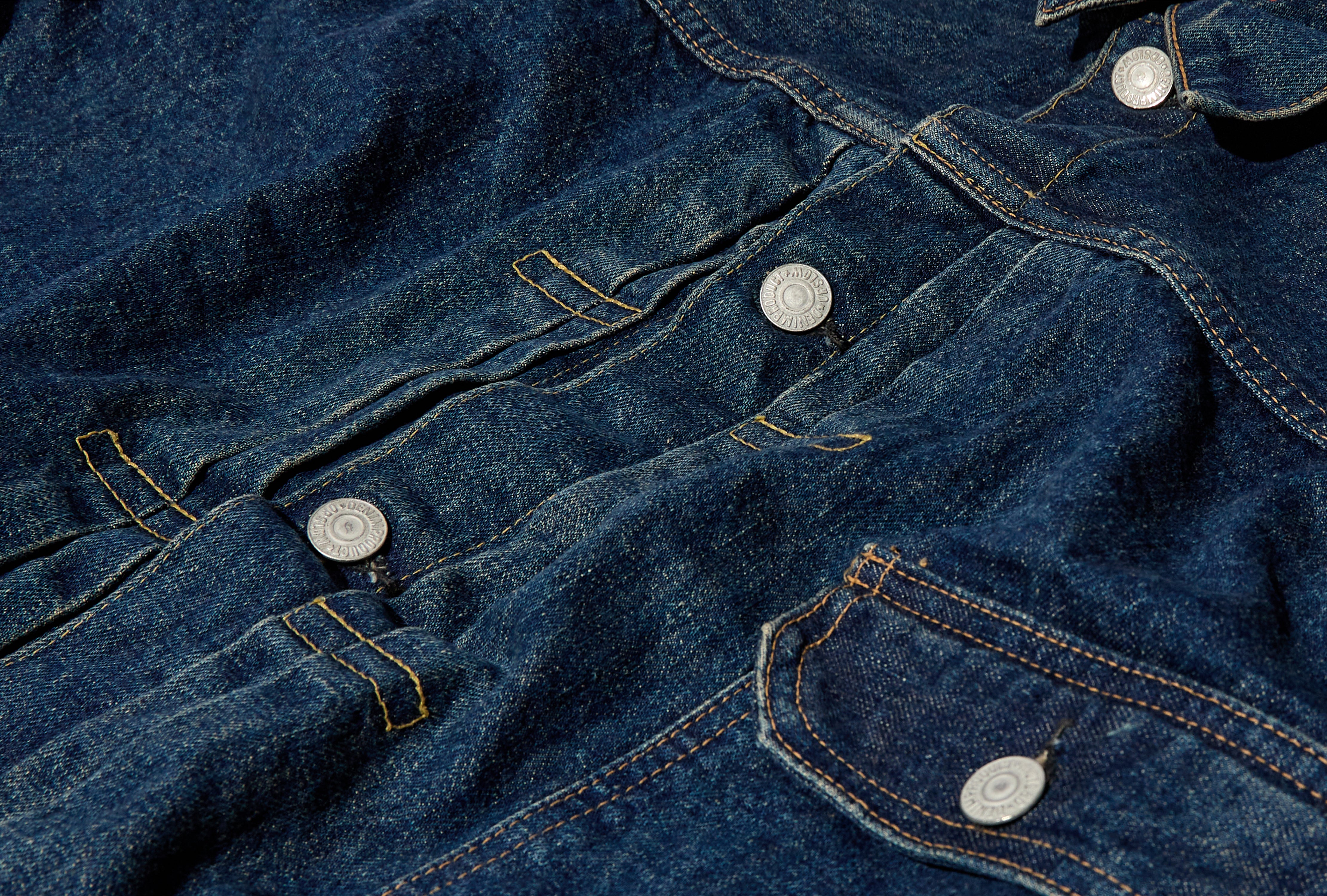 TYPE1 40'S PLEATED FRONT BLOUSE USED WASH - 13.7OZ ORIGINAL SELVEDGE DENIM / DENIM USED 03-6011-84 Light blue