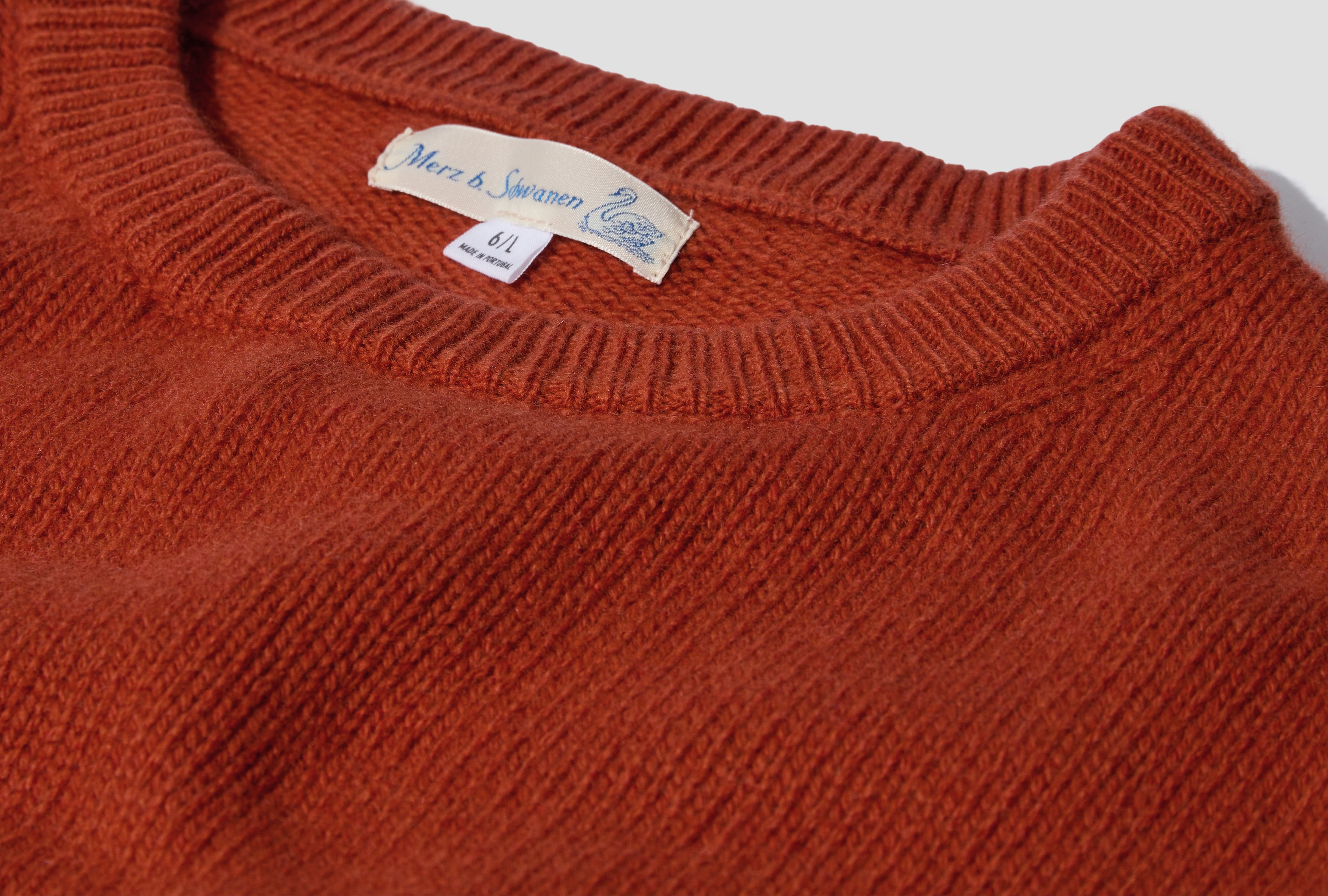 LOCC01 MEN'S CREW PULLOVER - MERINO CASHMERE BLEND / RELAXED FIT Orange