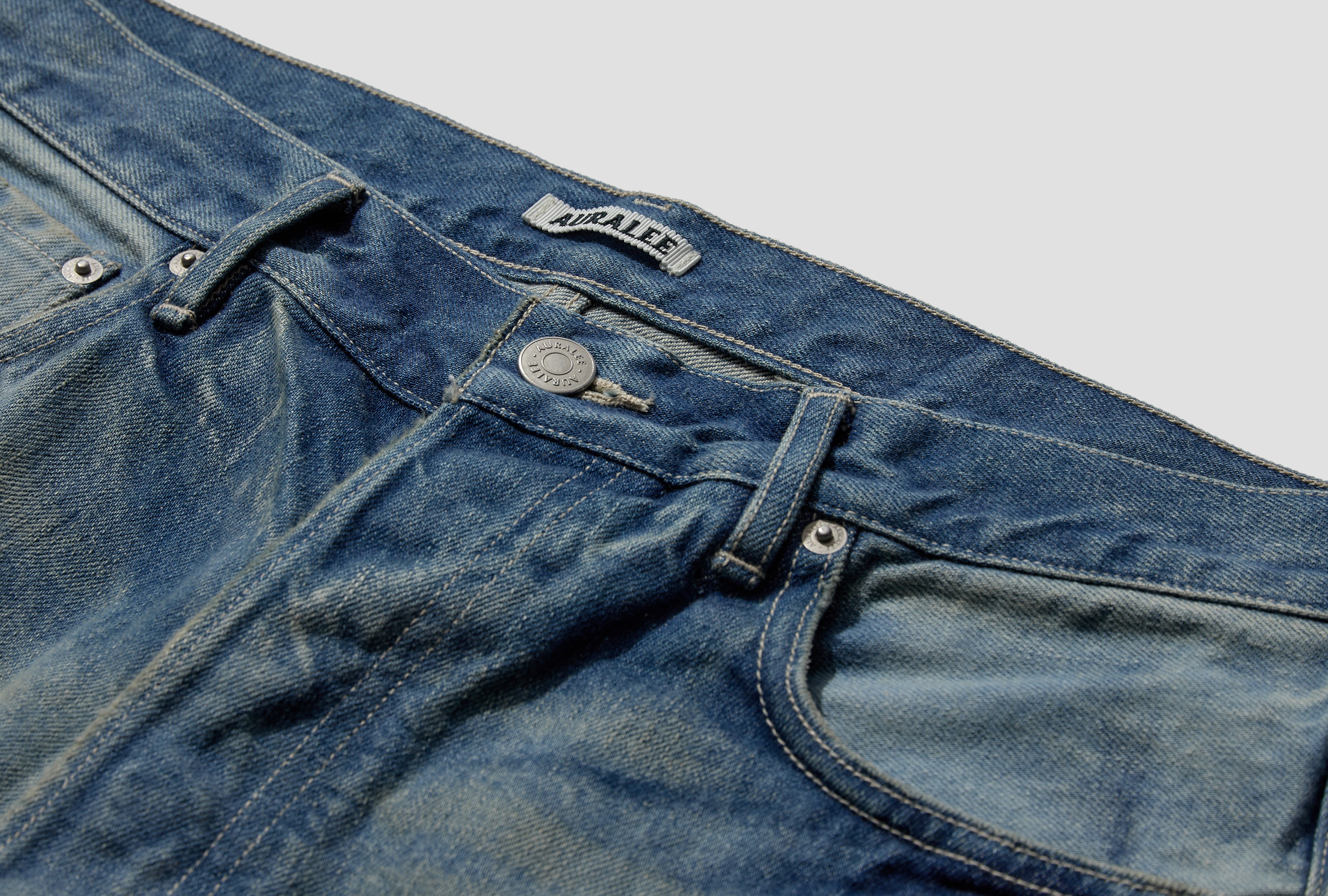 SELVEDGE FADED HEAVY DENIM WIDE PANTS A24AP02DH Blue