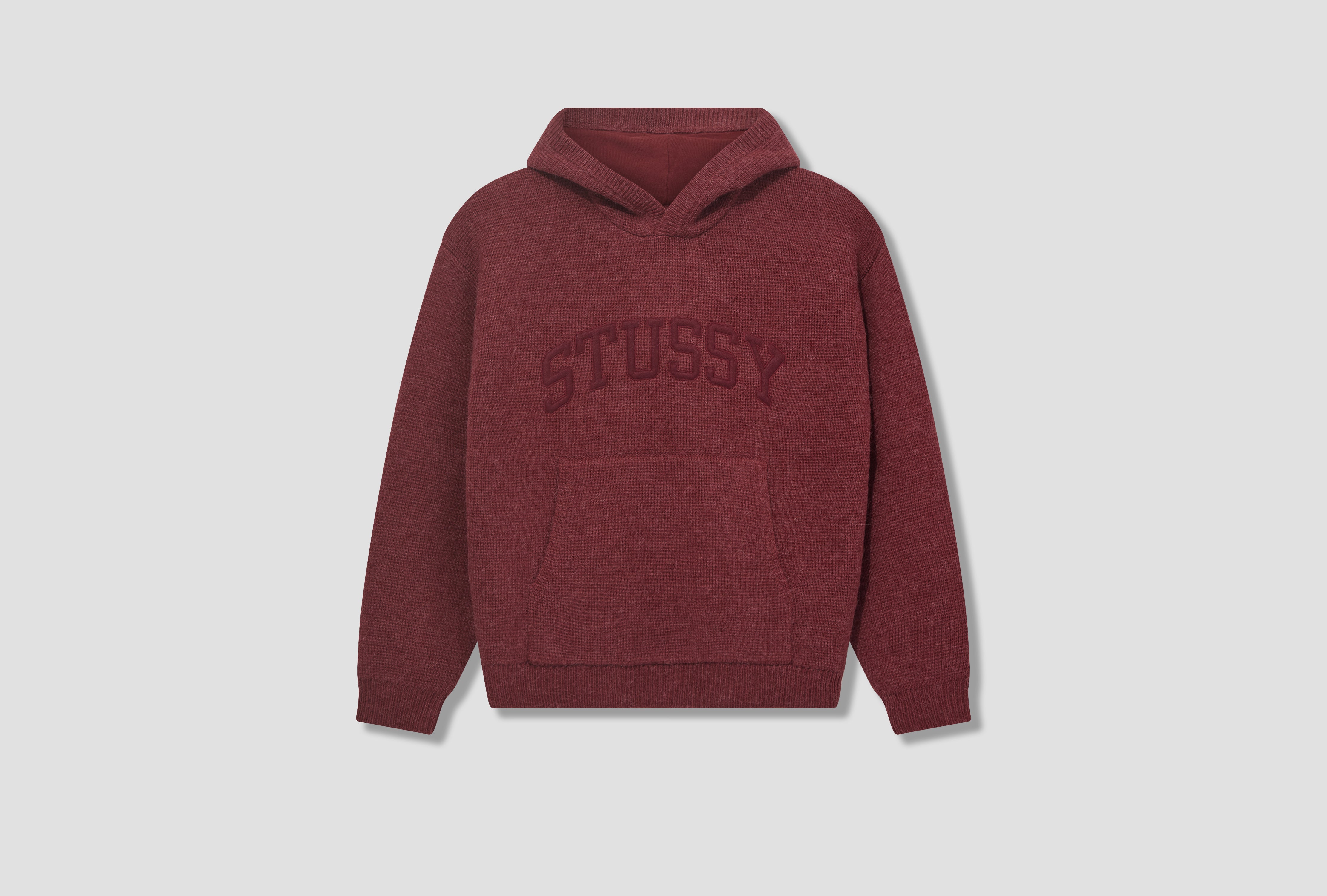 FELT PATCH KNIT HOOD 117240 Burgundy