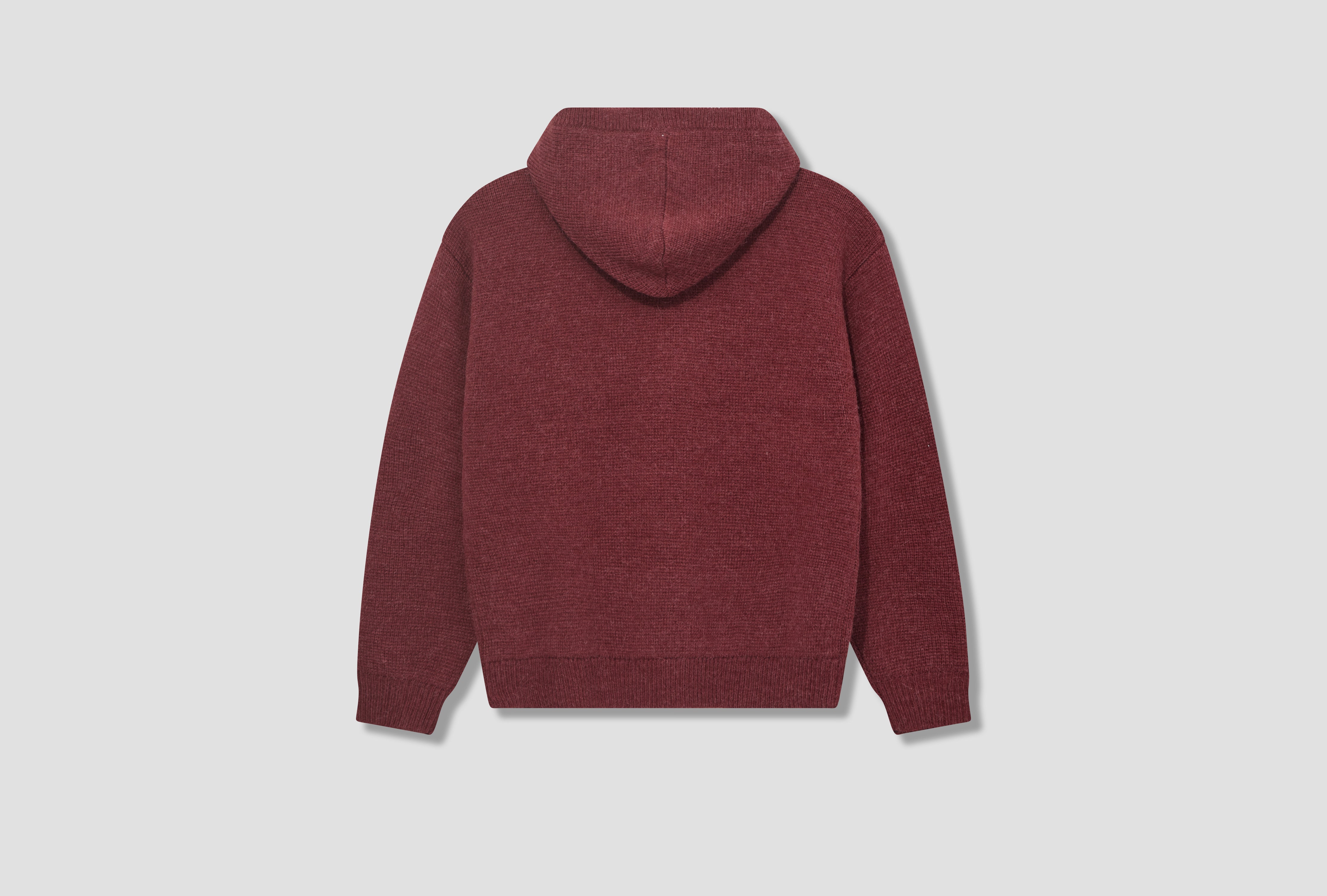 FELT PATCH KNIT HOOD 117240 Burgundy