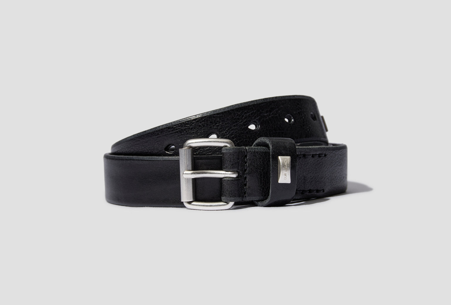 3 CM BELT - ARROW HEAD BLACK LEATHER A42483B