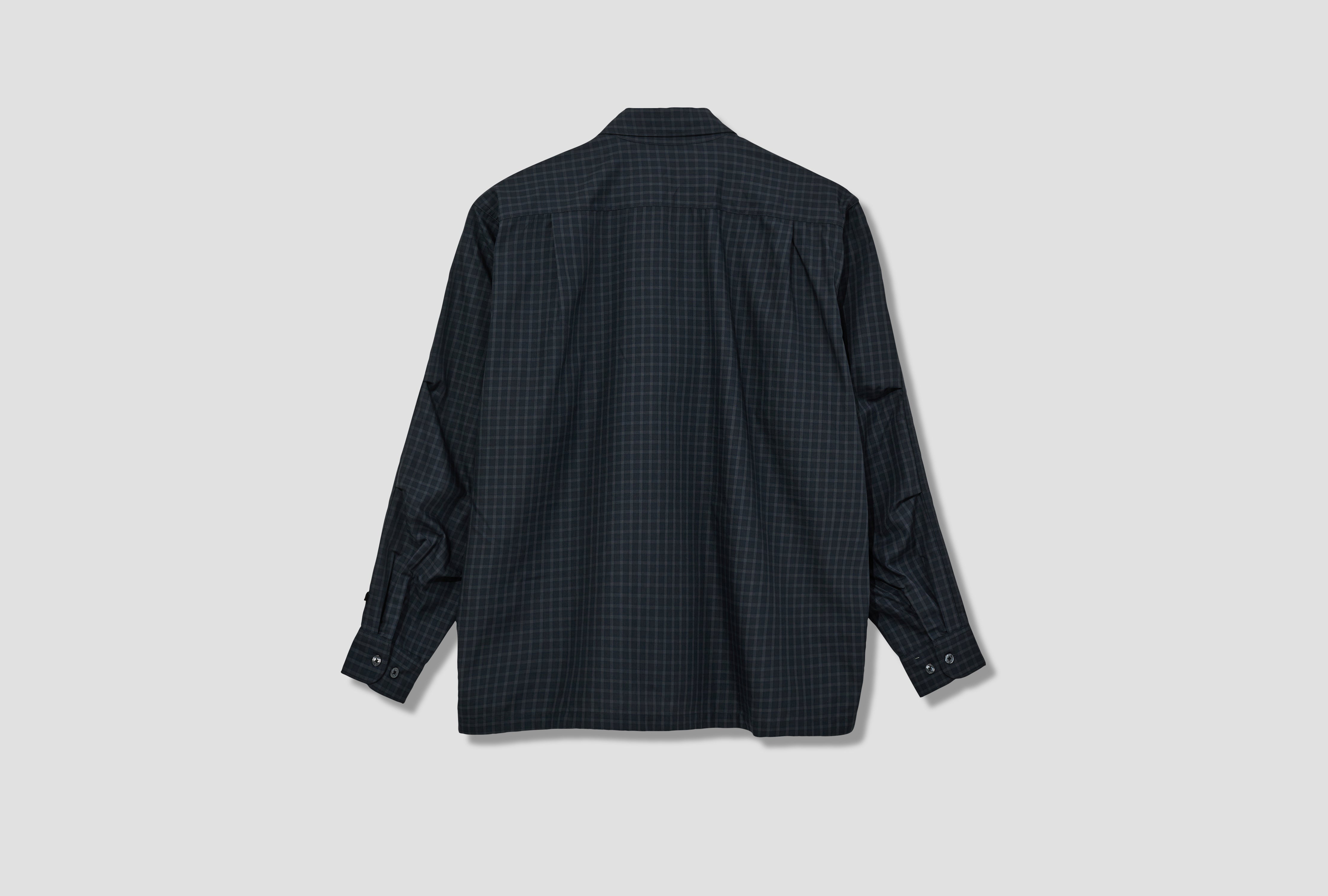 TECH SPORTS OPEN COLLAR SHIRT L/S PLAID 88-11-0046-704 Charcoal