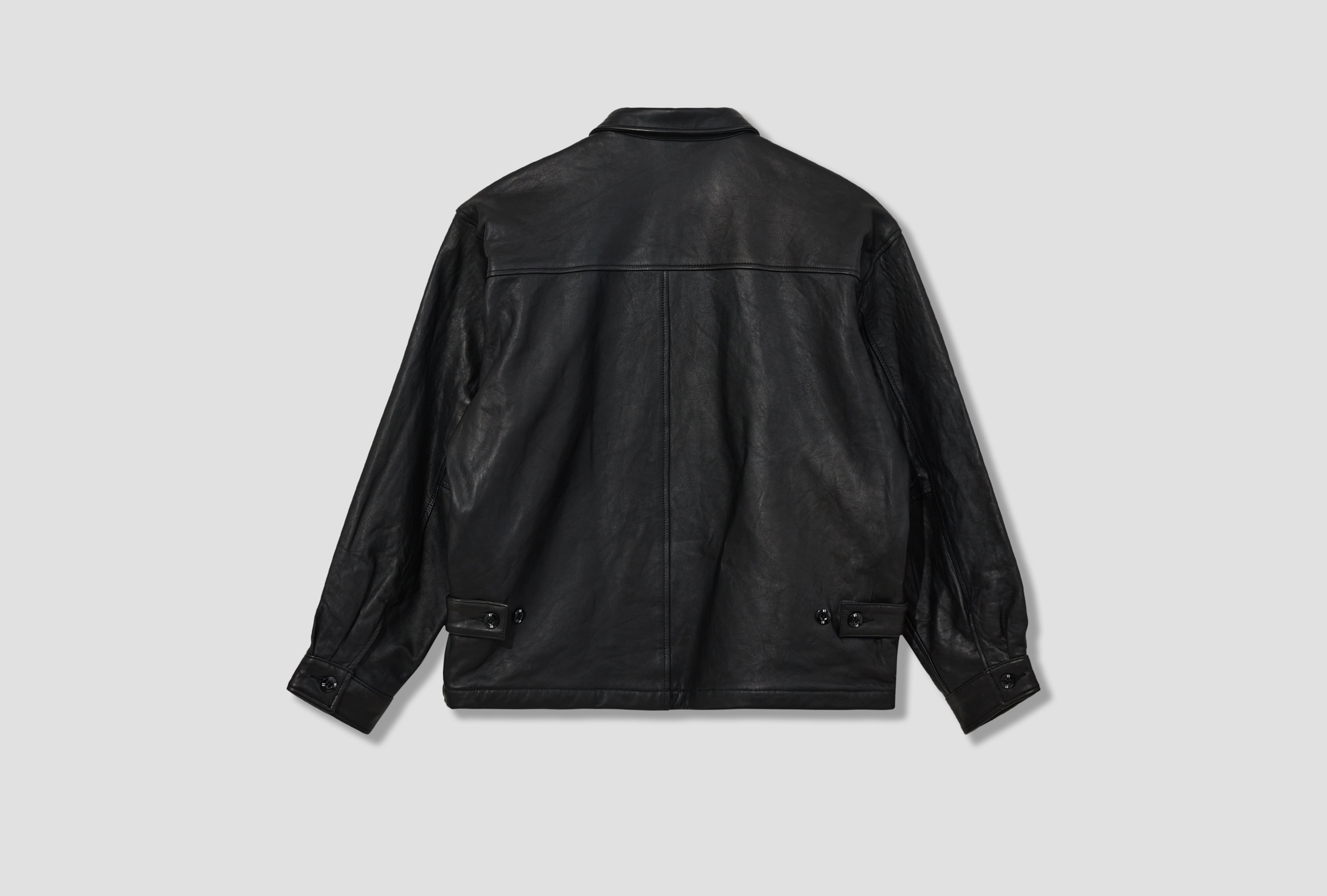 LEATHER ZIP WORK JACKET 242SZNH-JKM01 Black