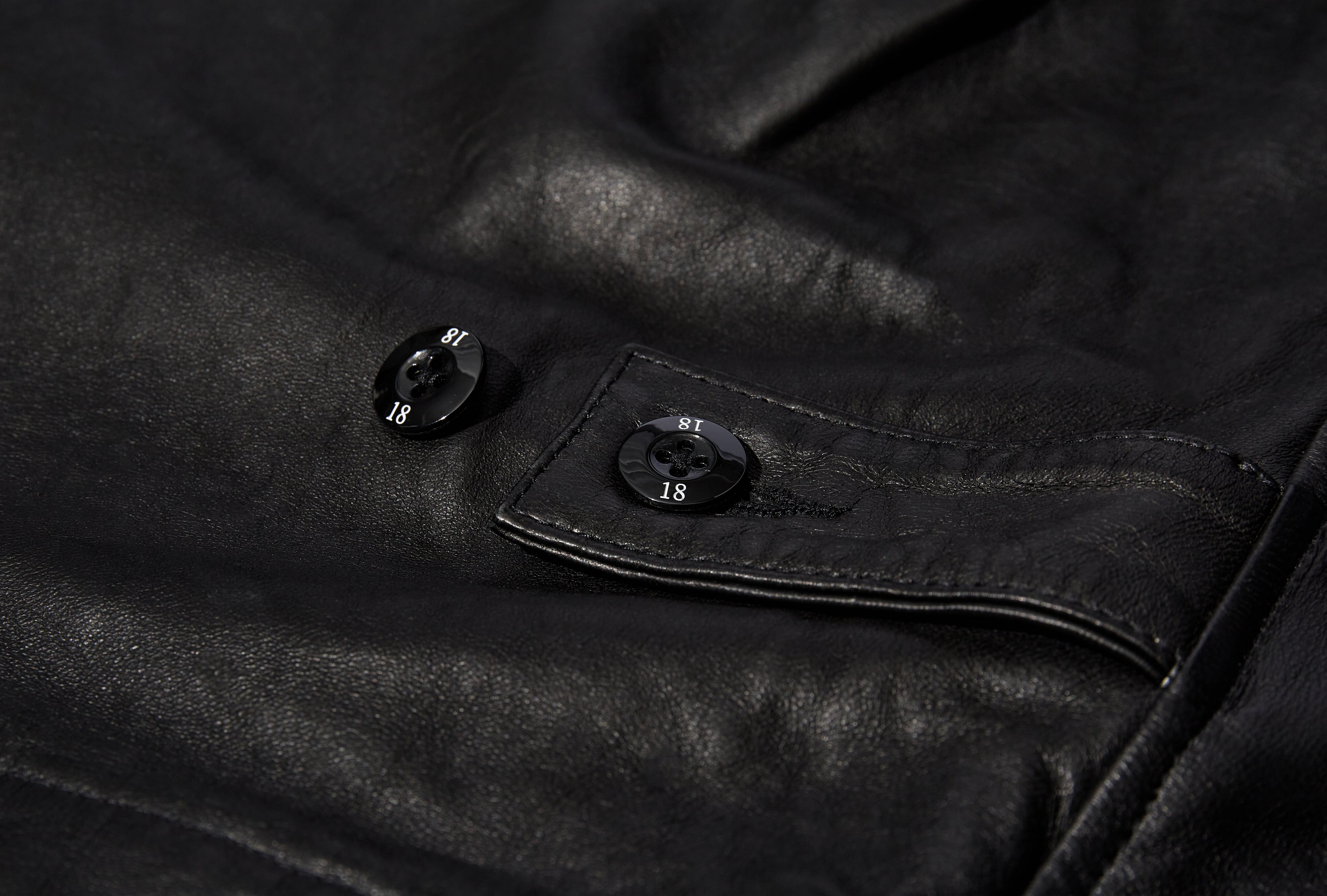 LEATHER ZIP WORK JACKET 242SZNH-JKM01 Black