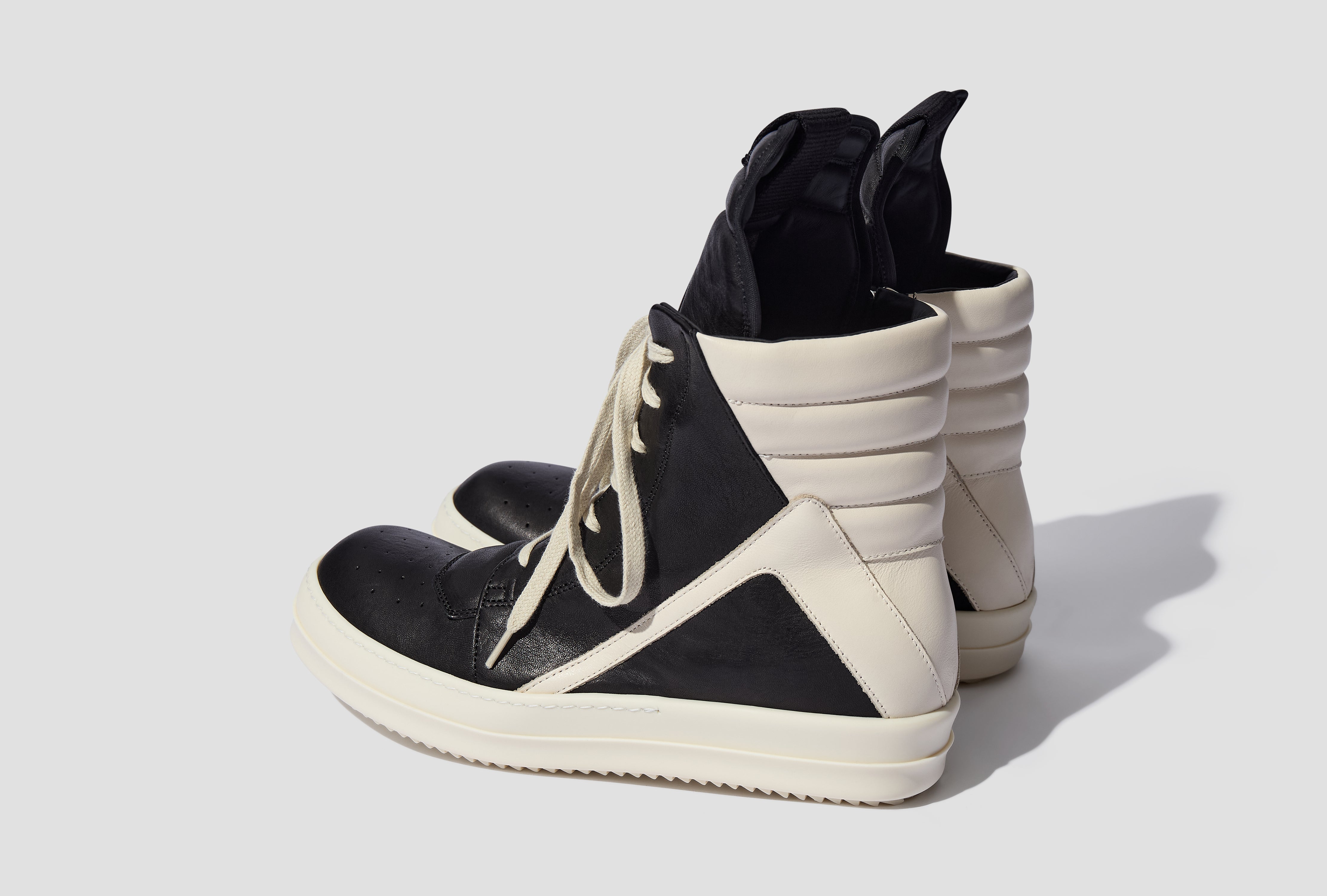 GEOBASKET - WAXY GOAT LEATHER AND FULL GRAIN CALF LEATHER / BLACK/MILK/MILK RU01E5894 LGYLCO