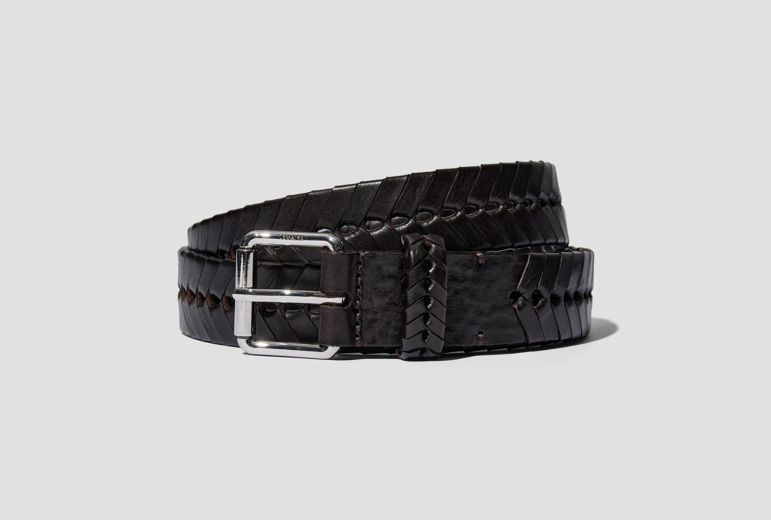 BRAIDED BELT 30 - VEGETABLE LEATHER AC1211 LL0055 Dark brown