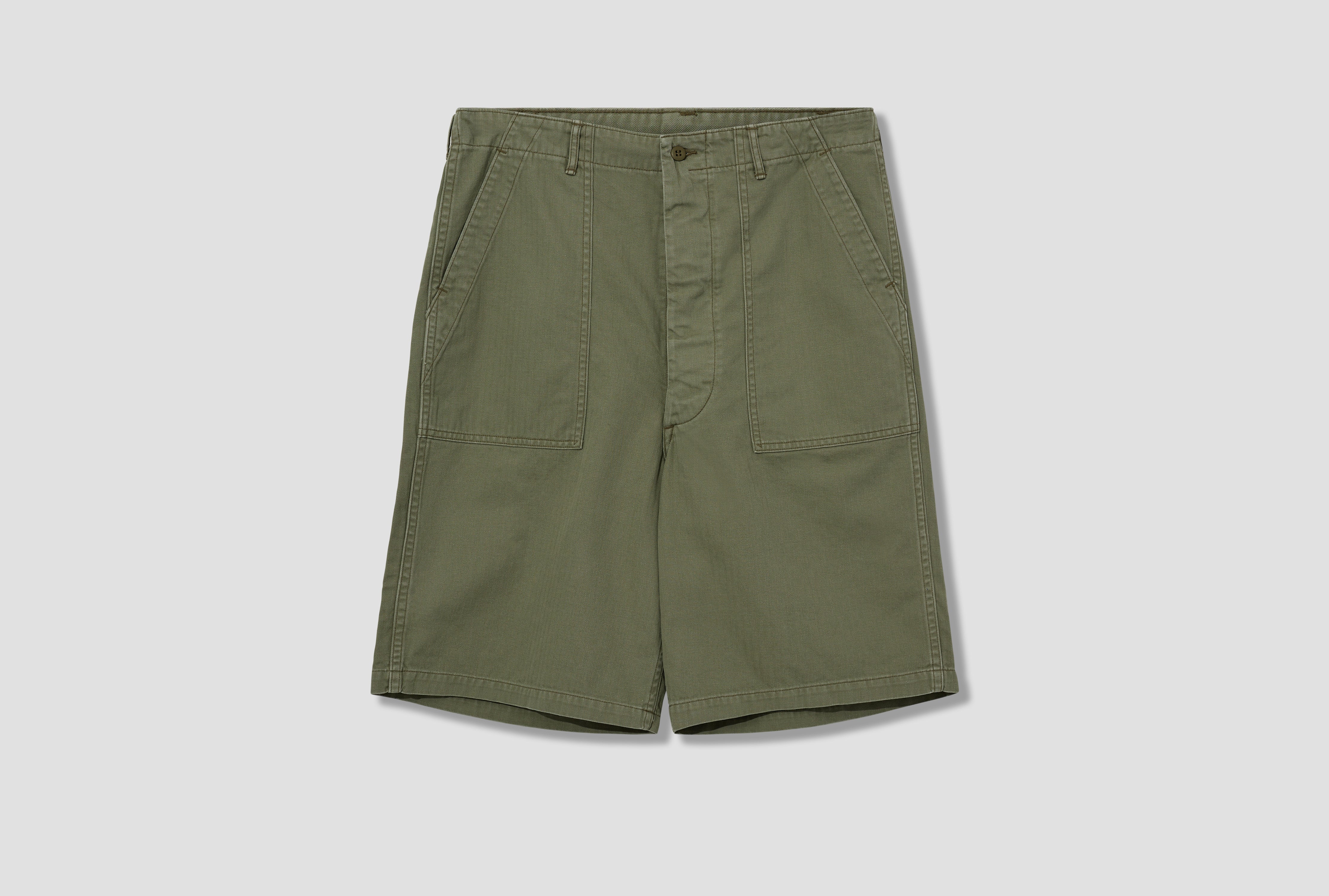 SUMMER FATIGUE SHORTS - VATDYE HERRINGBONE TWILL 01-7103-16 Green