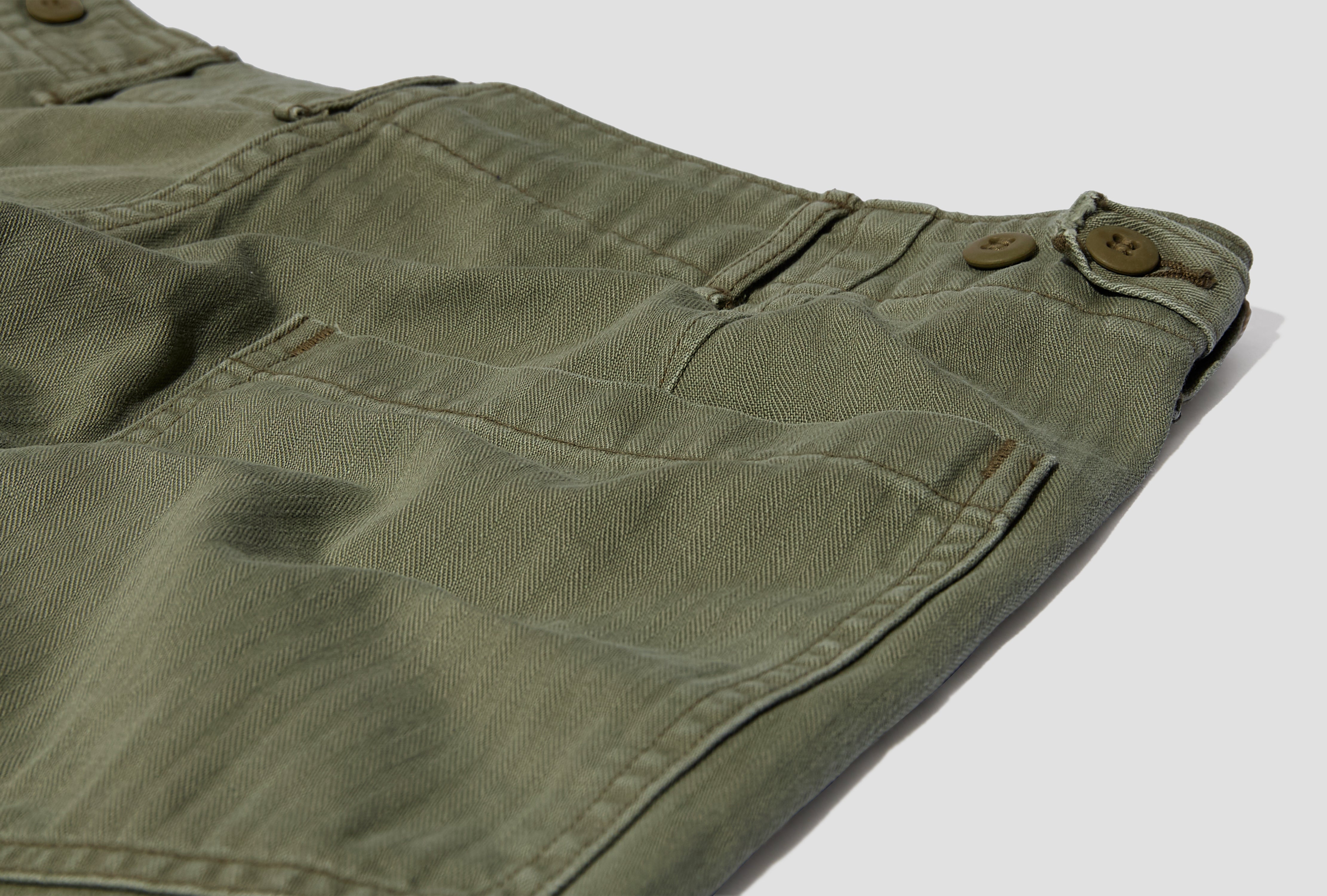 SUMMER FATIGUE SHORTS - VATDYE HERRINGBONE TWILL 01-7103-16 Green