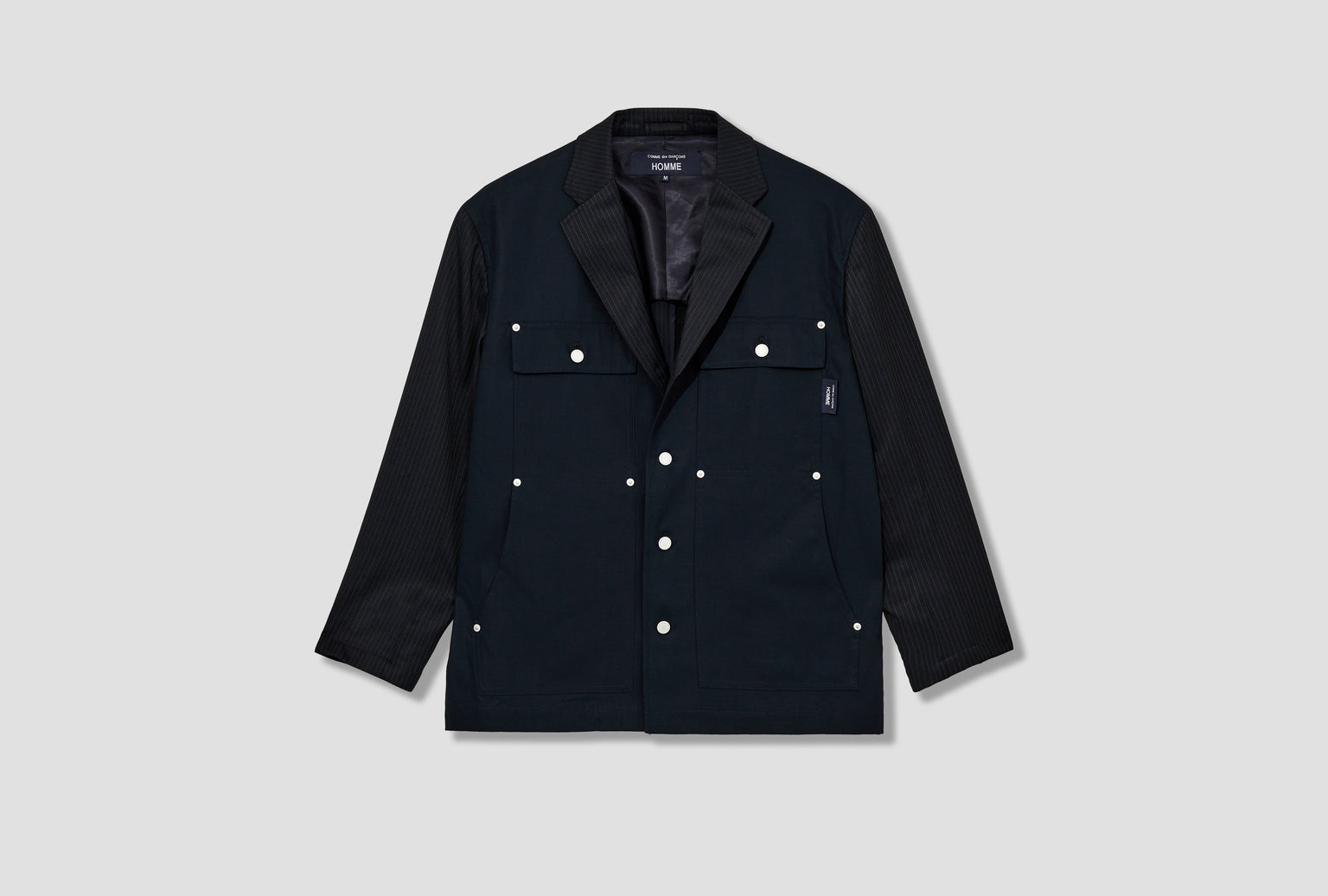 WOOL GABARDINE STRIPES X COTTON HARD-TWISTED OXFORD HO-J012-S25 Navy
