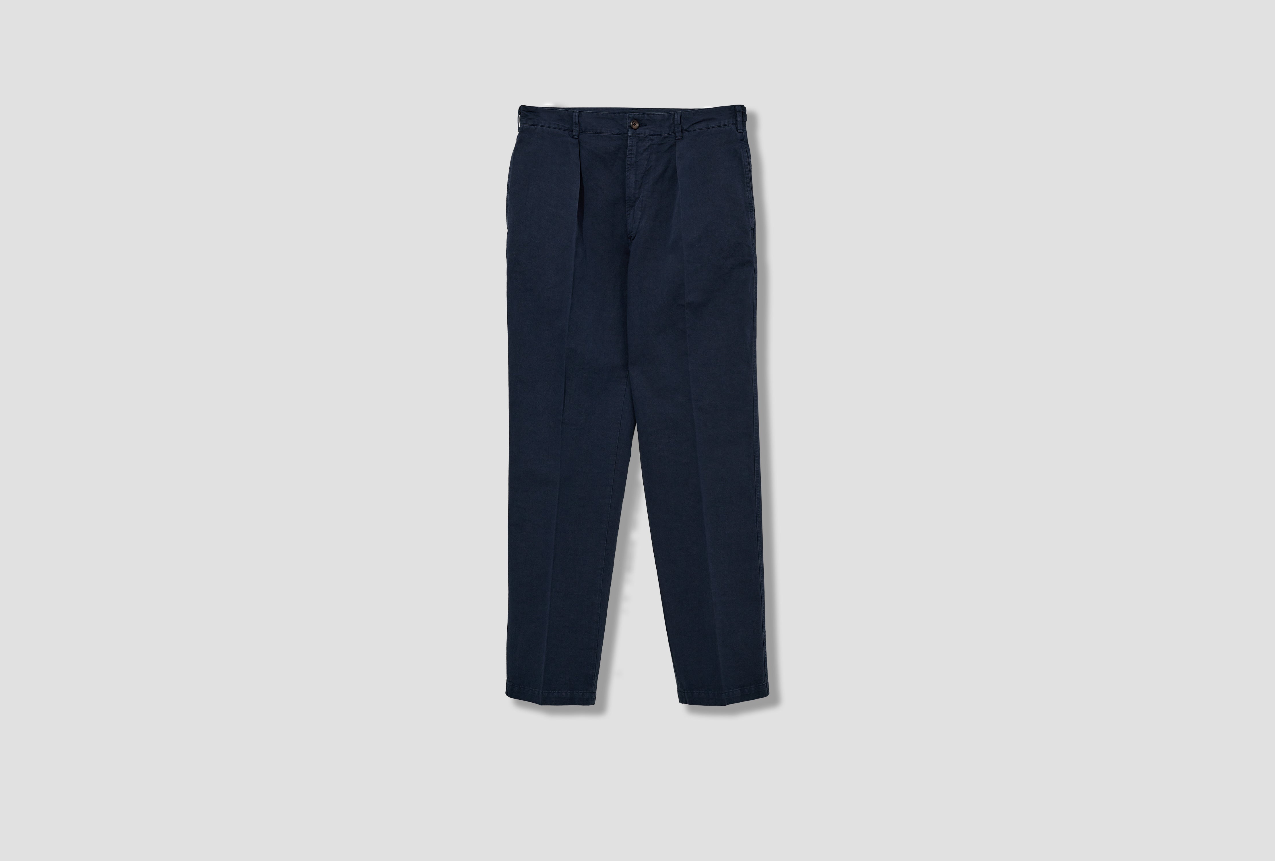 COTTON LINEN ONE PLEAT CHINO DR2A6C 24117-01 Navy
