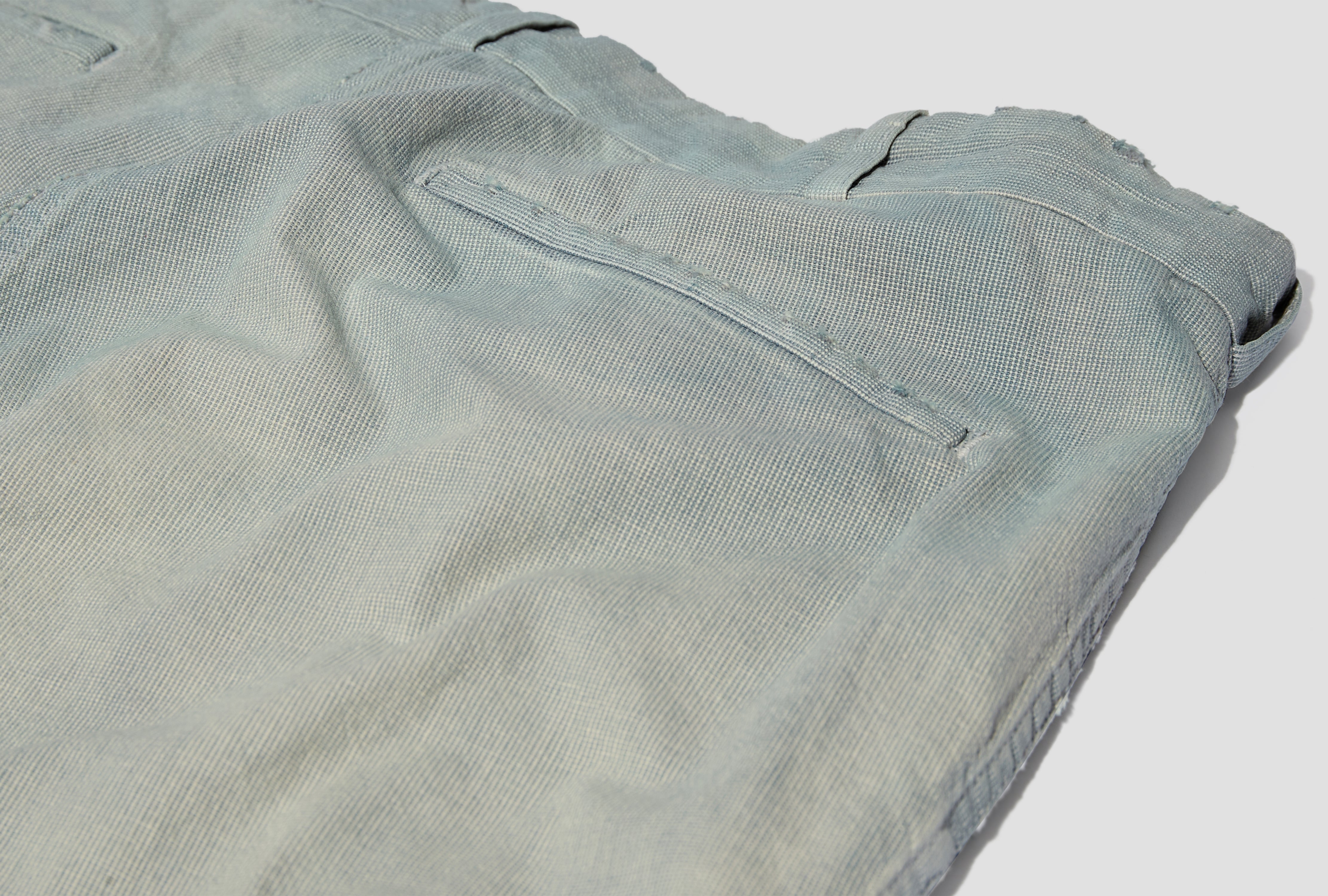 INDIGO PIN CHECK WORK PANTS 25SAP-04-09H Light blue