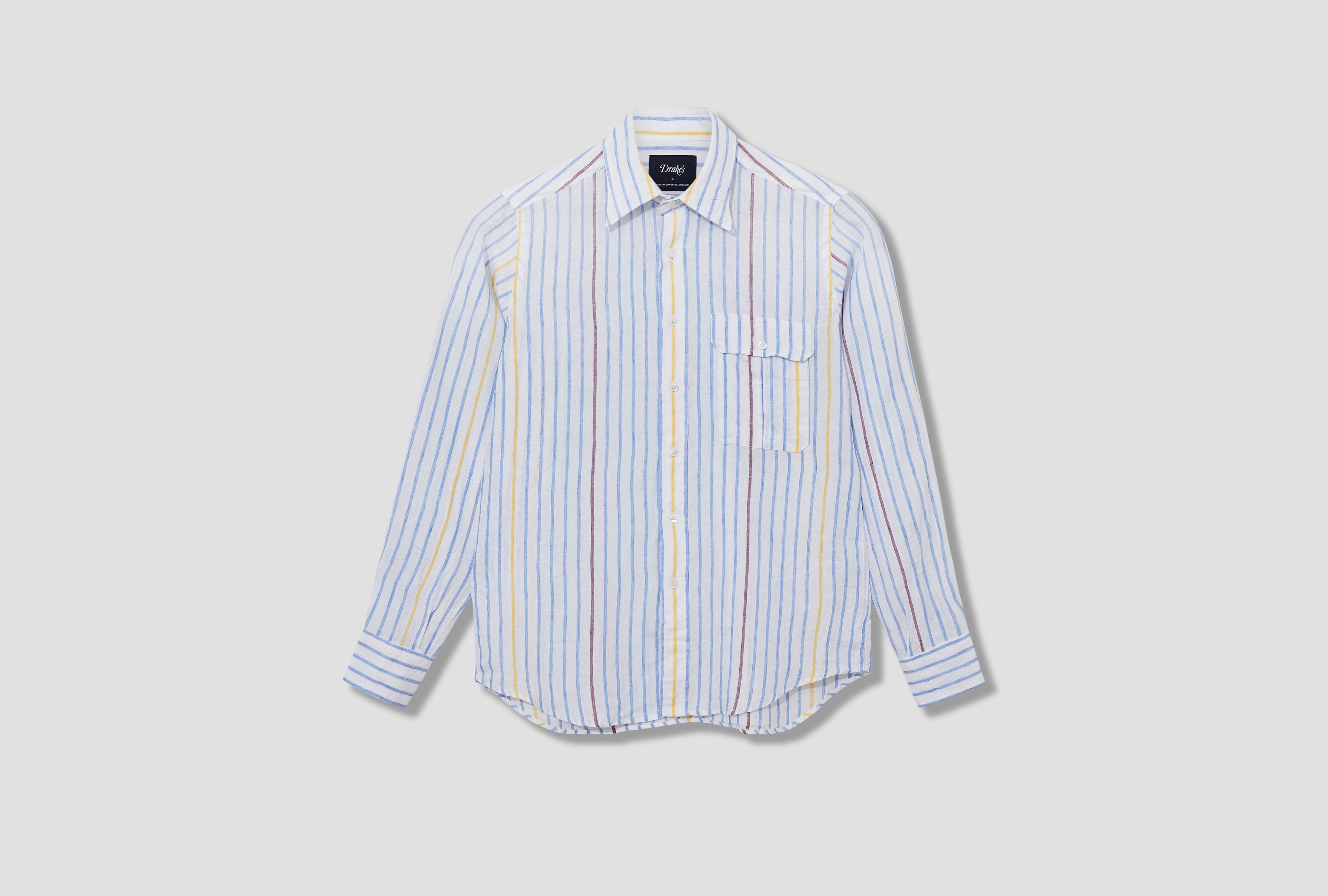 LONG POINT STRIPED LINEN SUMMER SHIRT DR2A4C 25038-01 White