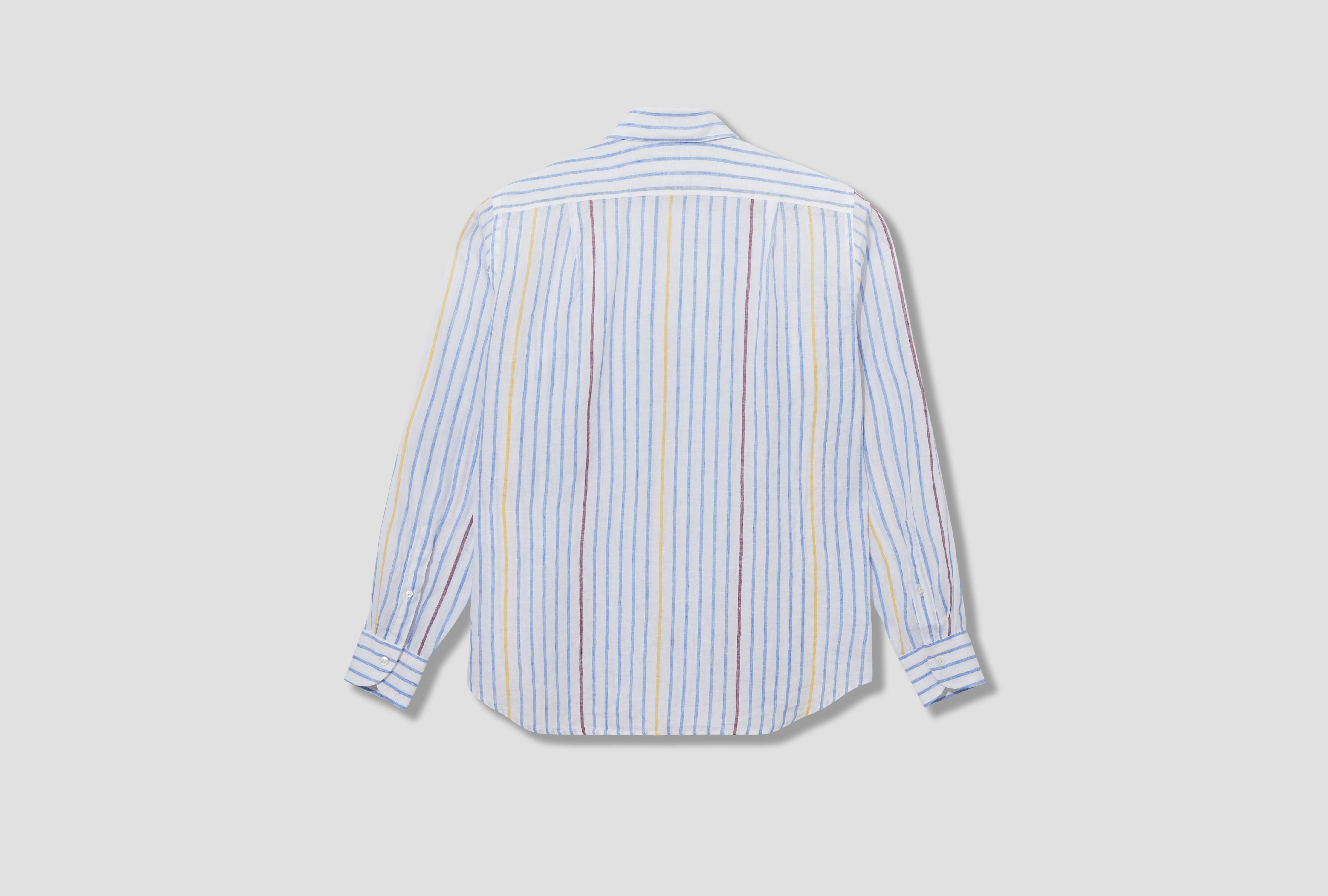 LONG POINT STRIPED LINEN SUMMER SHIRT DR2A4C 25038-01 White