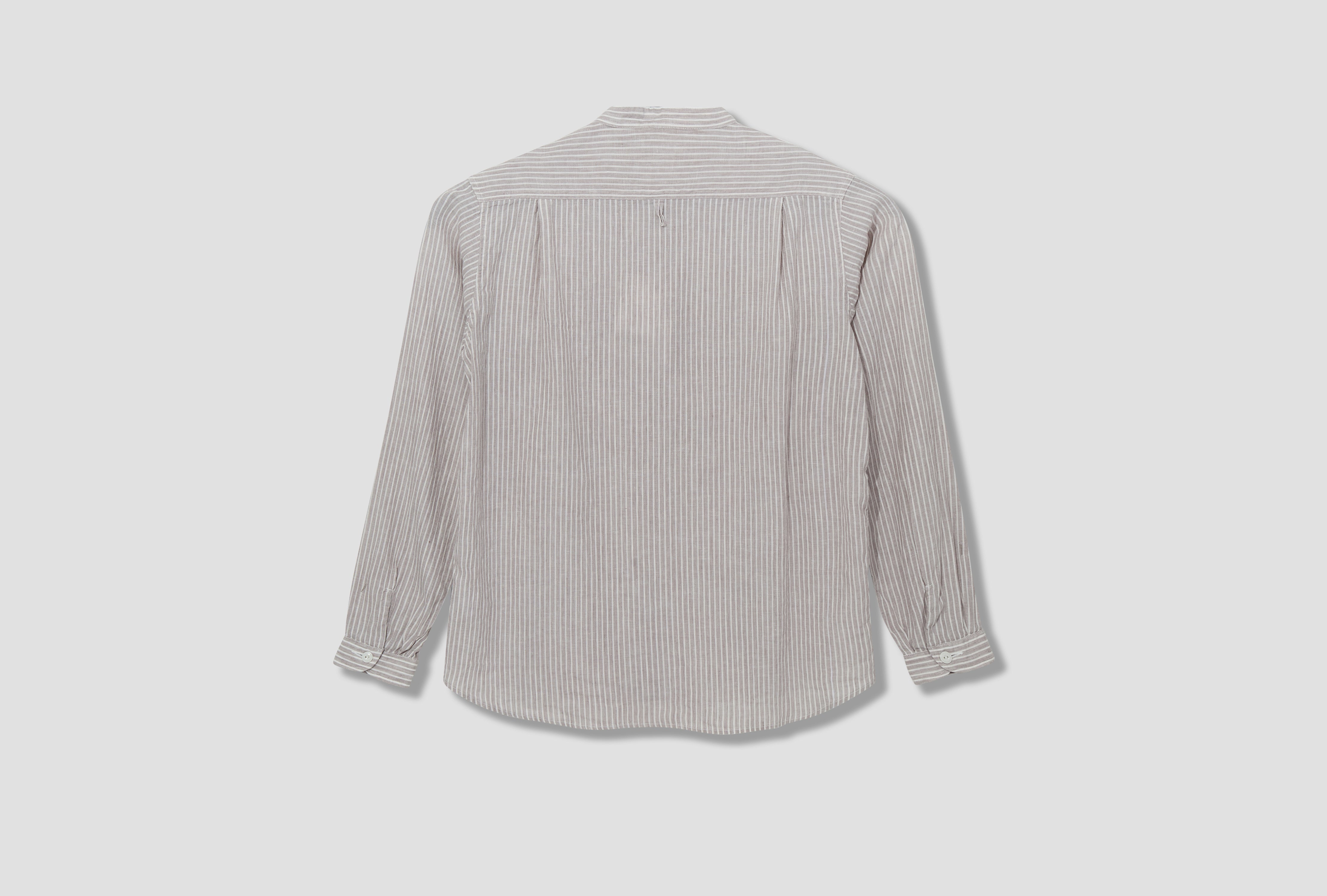 BAND COLLAR SHIRT L/S - L/C STRIPE #DT-B0280 LCT Grey
