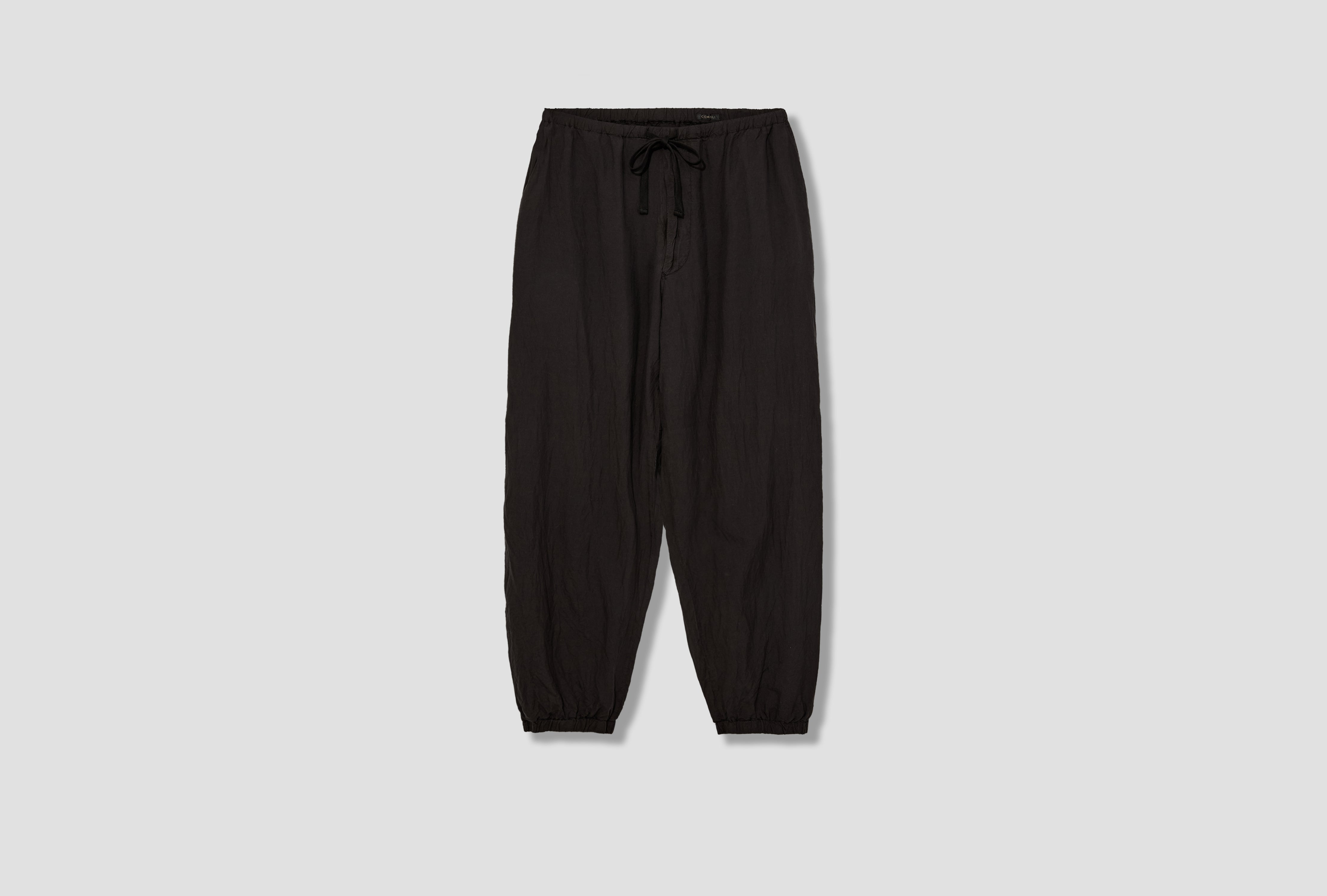 SILK GARMENT-DYED DRAWSTRING PANTS B01-03016 Black