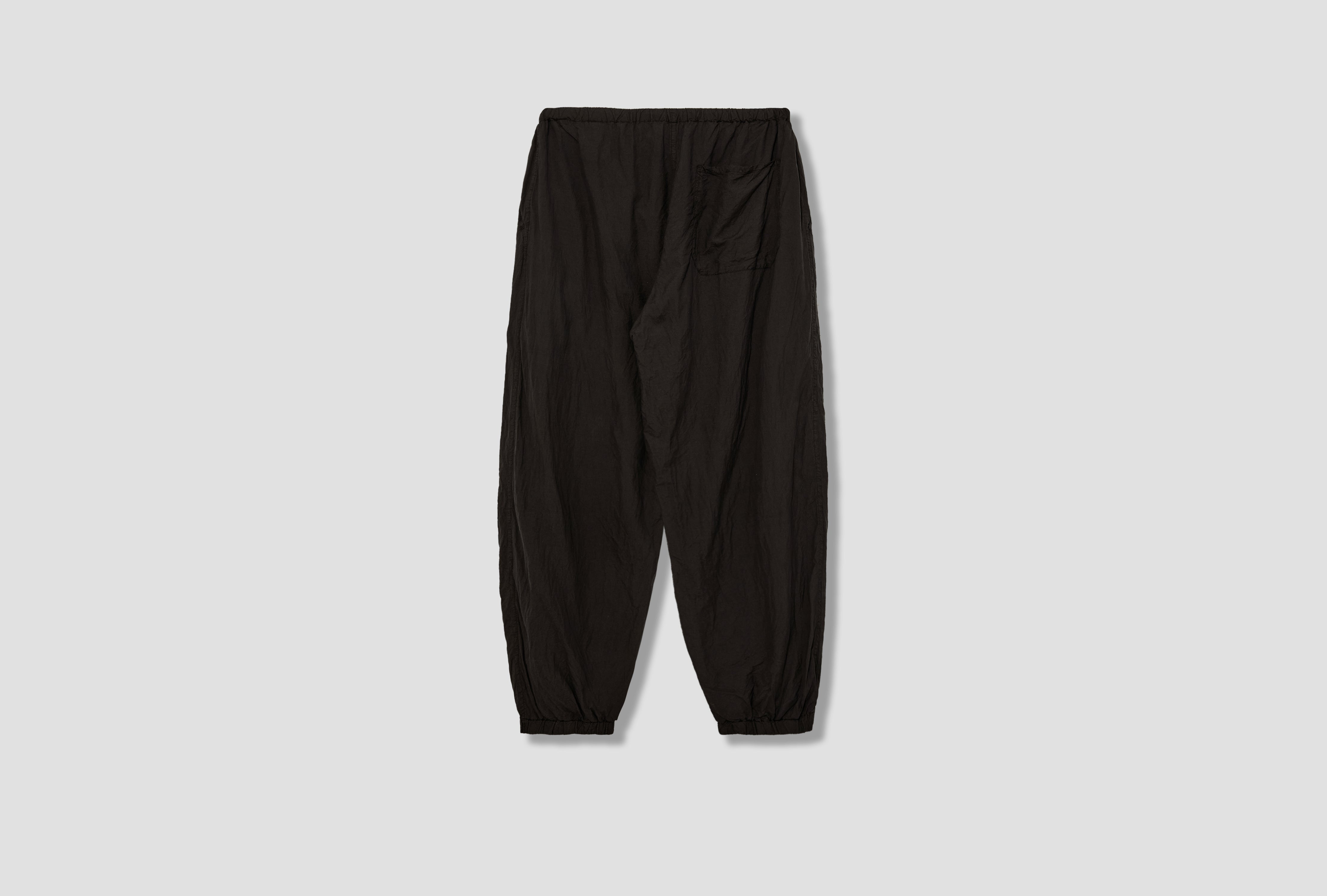 SILK GARMENT-DYED DRAWSTRING PANTS B01-03016 Black