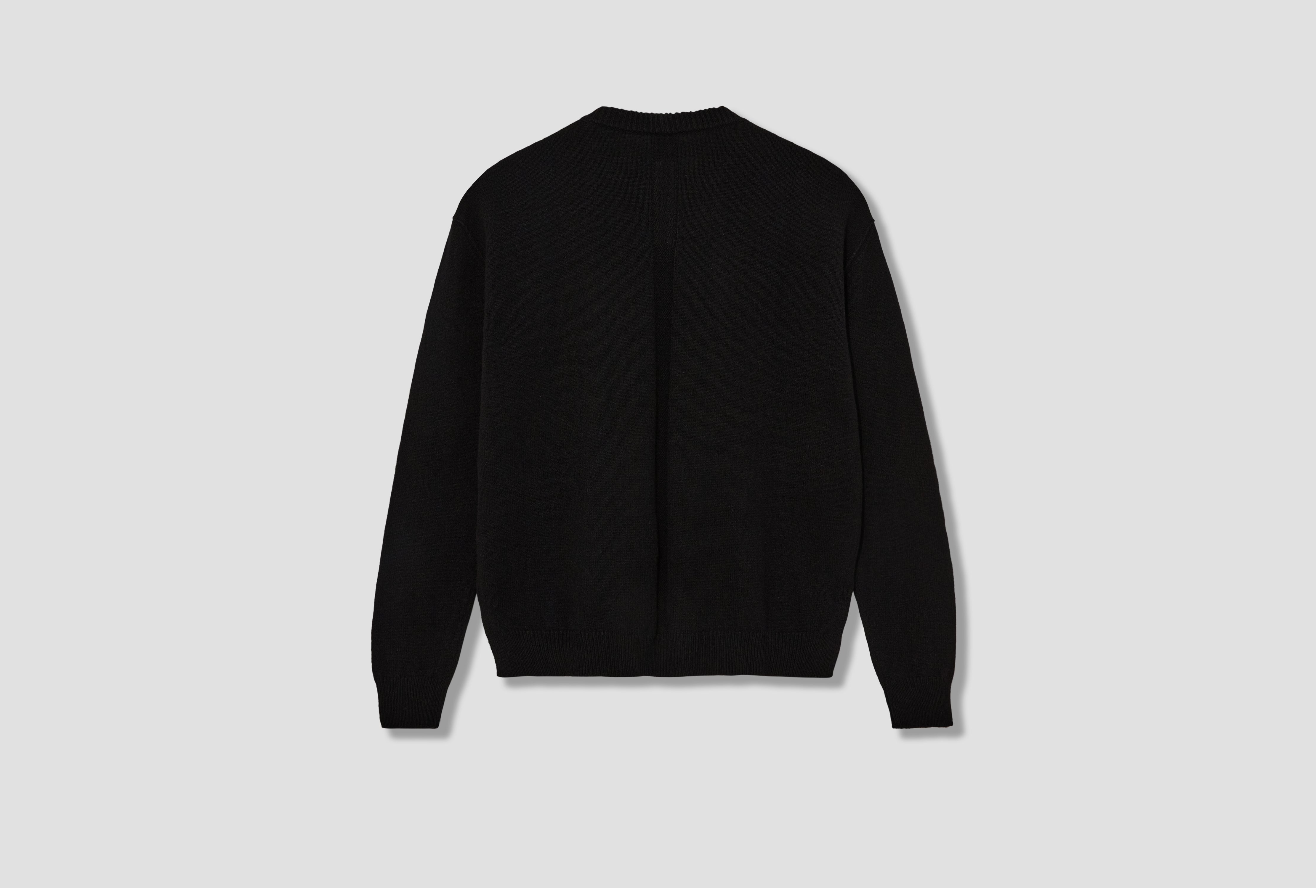 ROUND NECK - BOILED RECYCLED CASHMERE KNIT / BLACK RU02E1684 WSBR