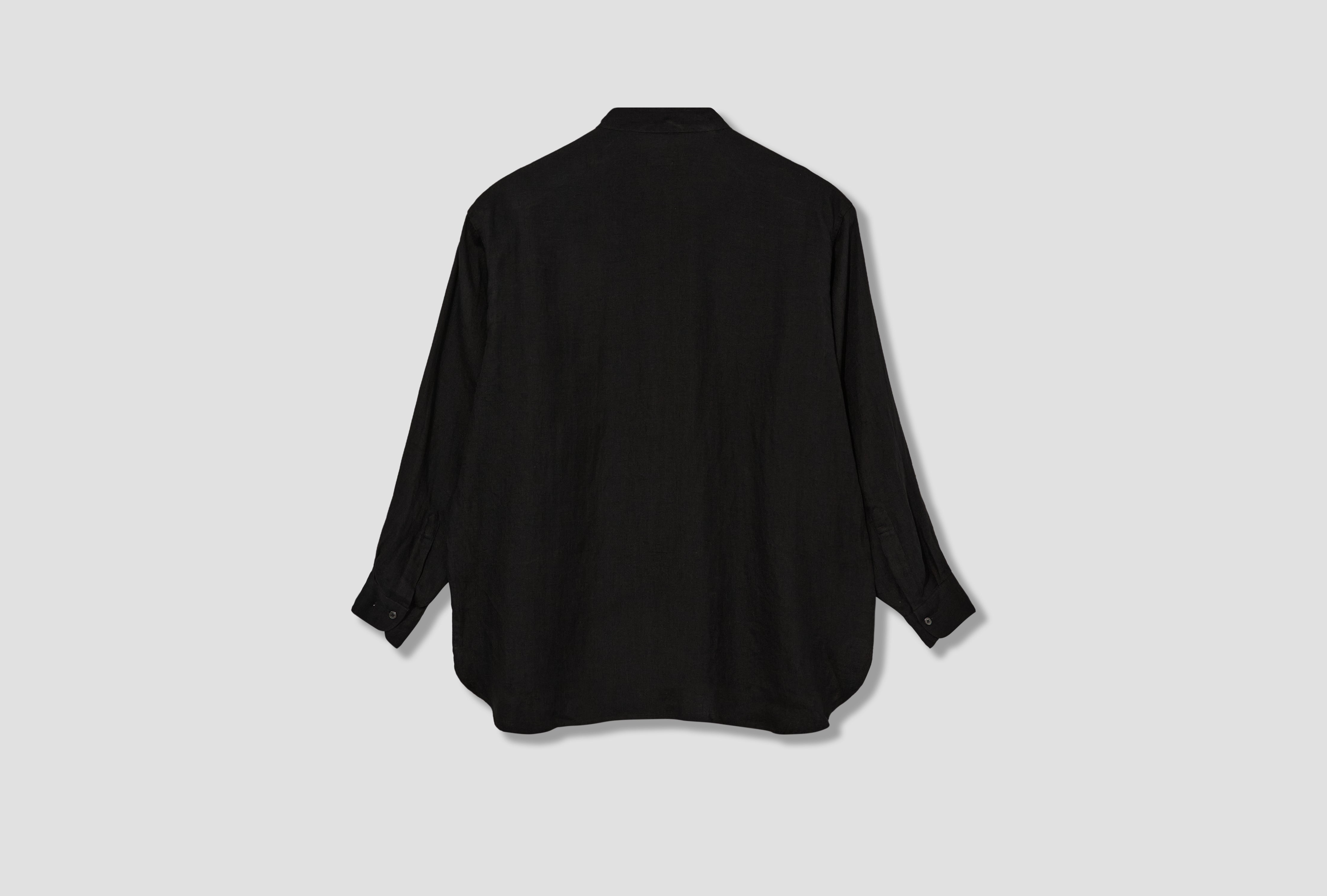 LINEN DOUBLE CLOTH PULLOVER SHIRT B01-02007  Black